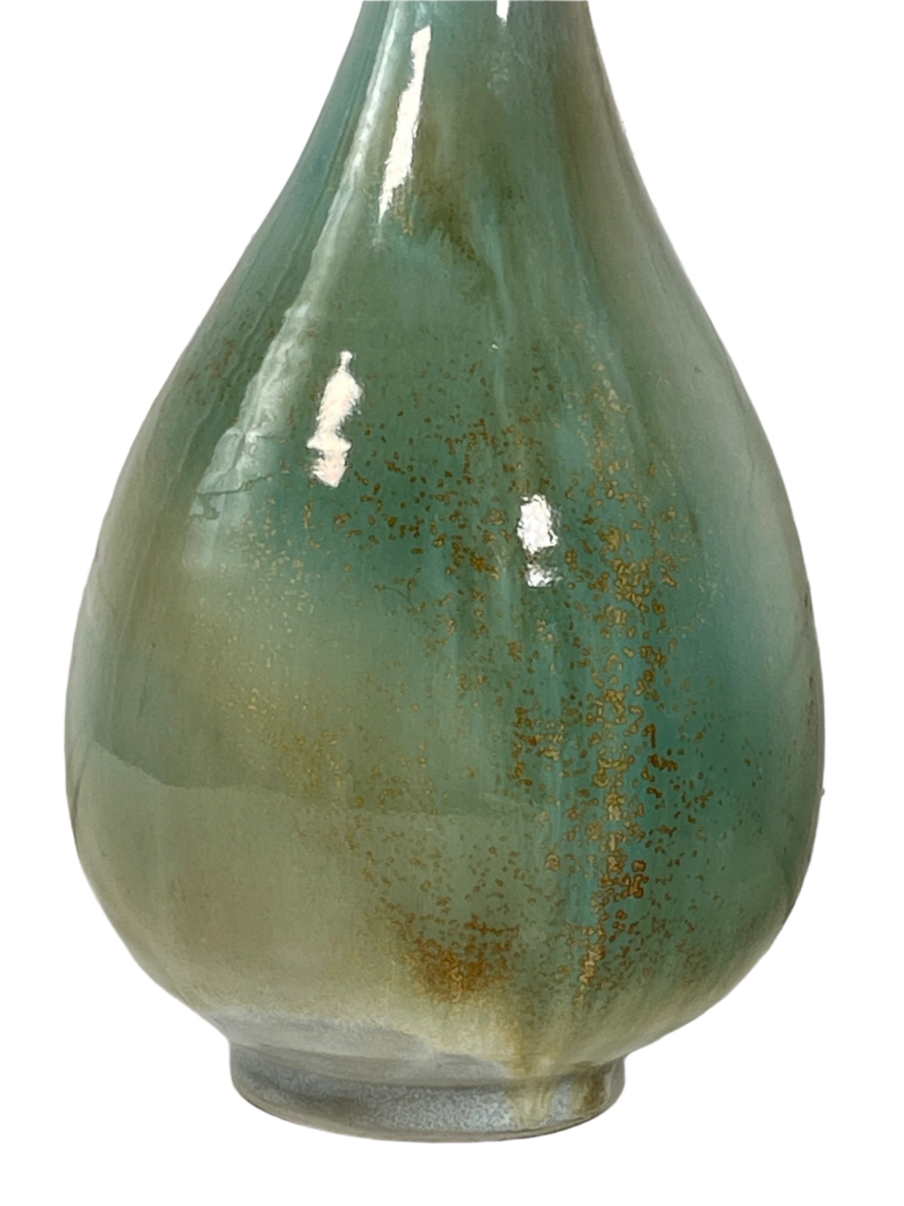 Vintage 1976 Studio Pottery Vase Signed ZM – Hand-Thrown Ceramic Bottle Form – Celadon Glaze