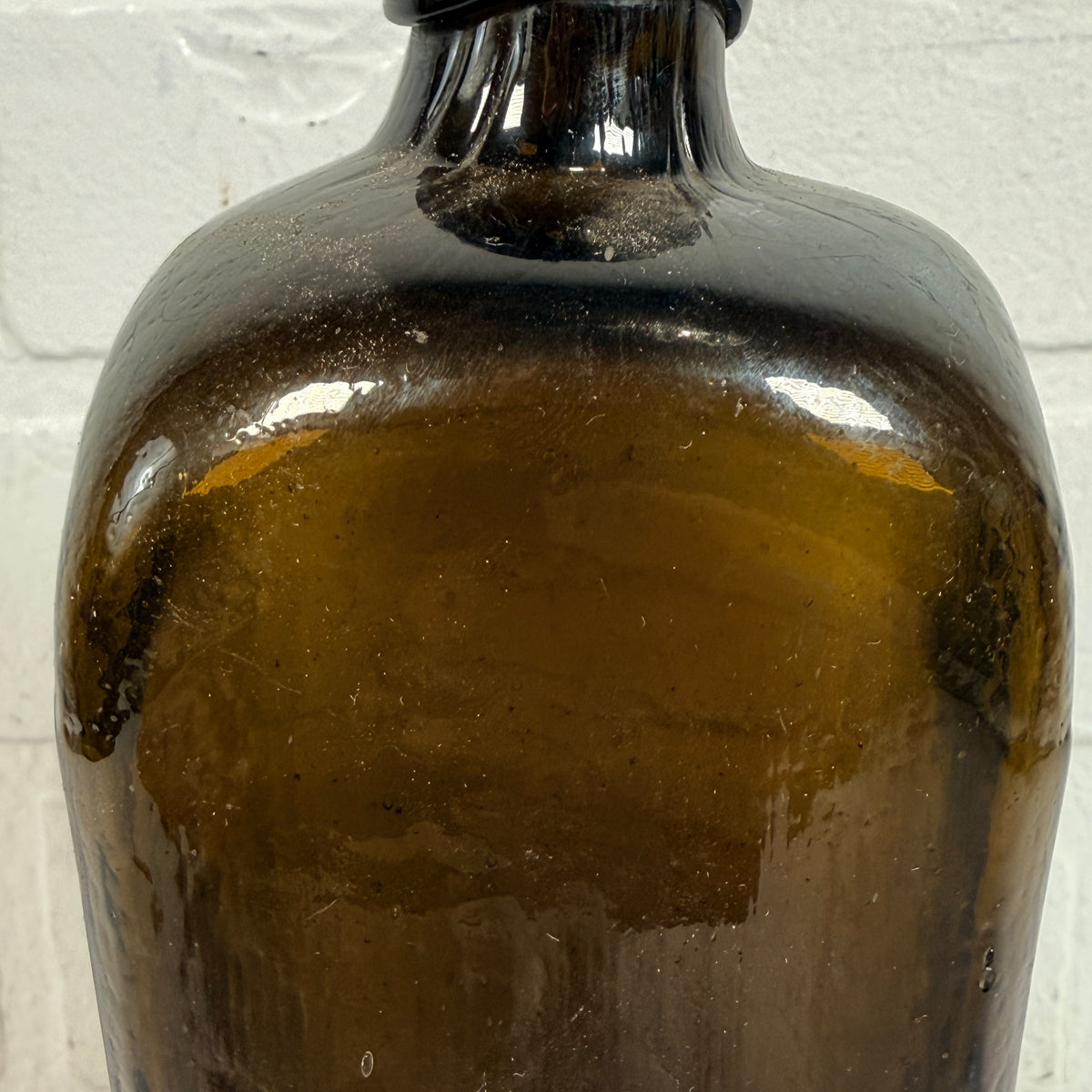 Collectible Olive Glass Case Gin Bottle, Dutch Jenever Style, Square T ...