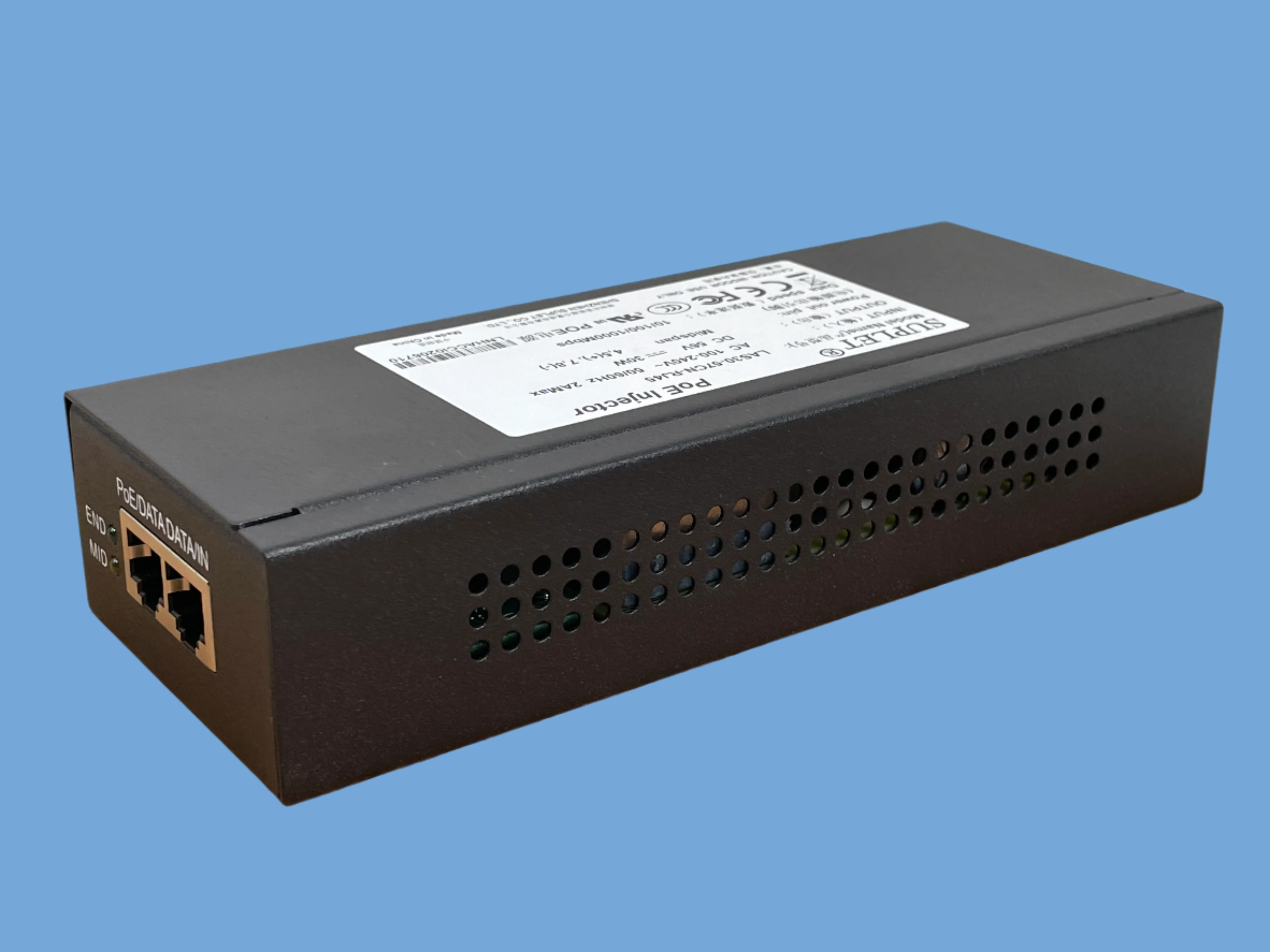 SUPLET LAS30-57CN-RJ45 PoE Injector – 30W Gigabit Midspan , IEEE 802.3at PoE+