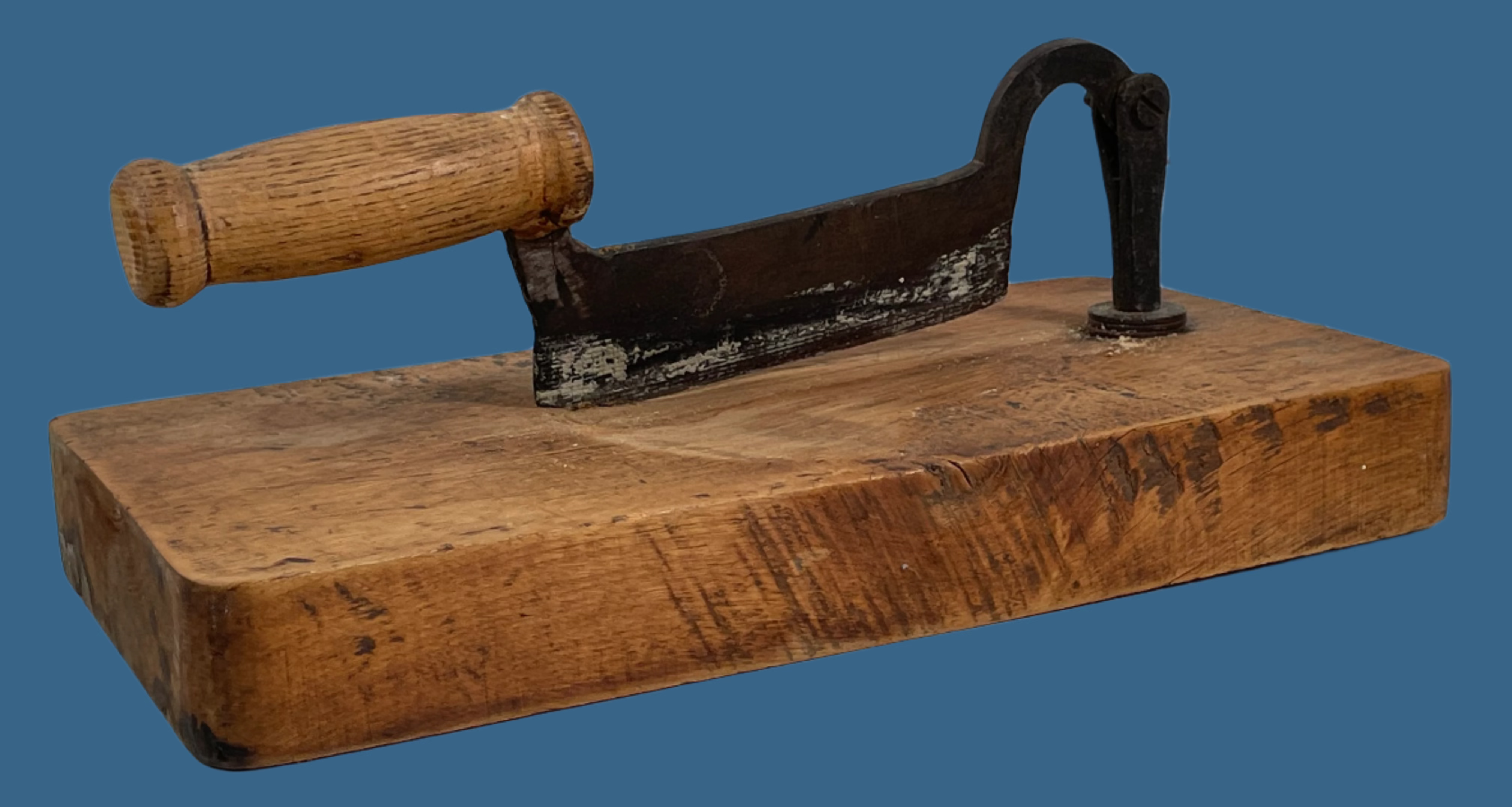 Antique Tabletop Cigar & Plug Tobacco Cutter with Wooden Base – Early 20th Century