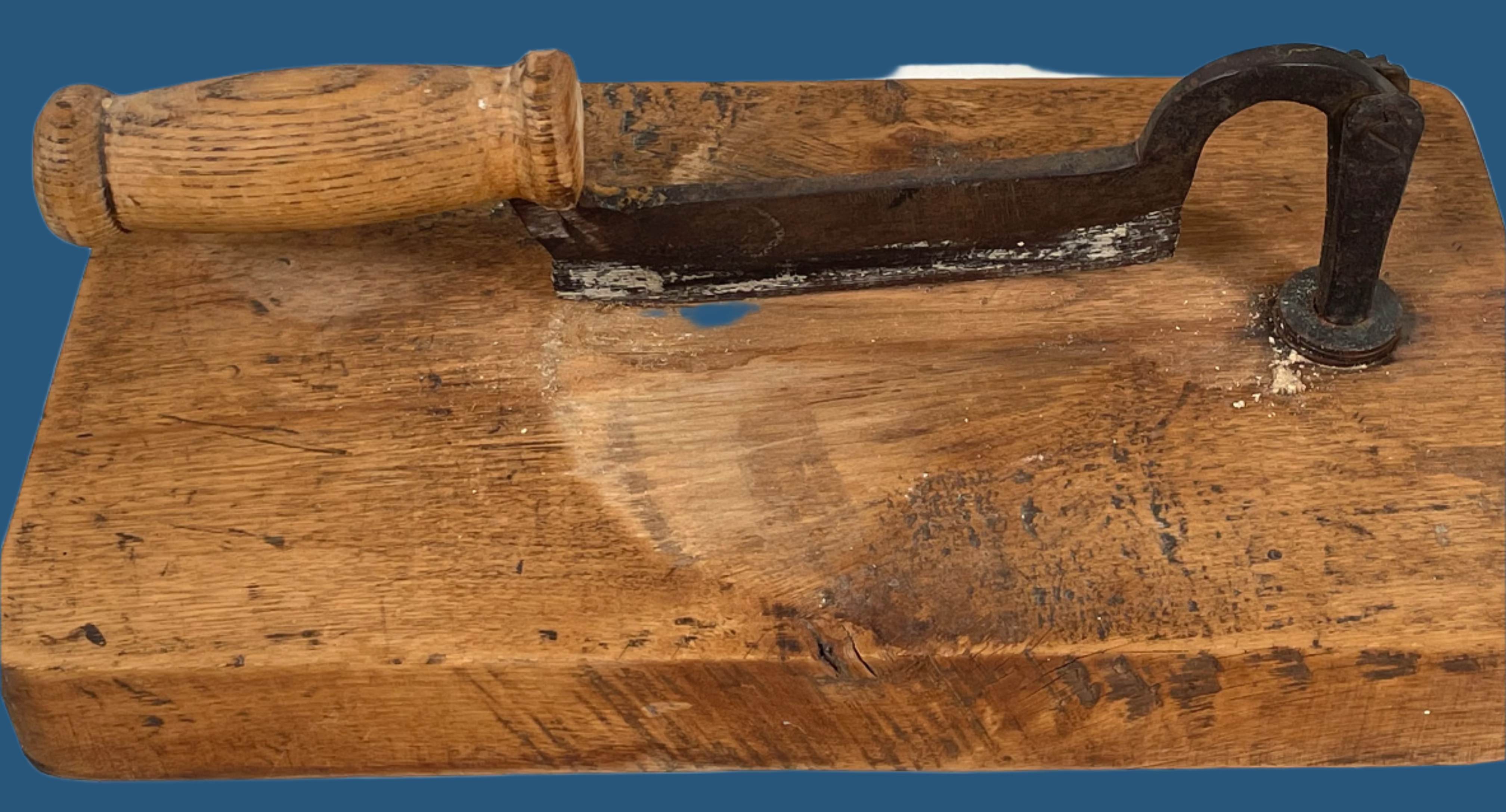 Antique Tabletop Cigar & Plug Tobacco Cutter with Wooden Base – Early 20th Century