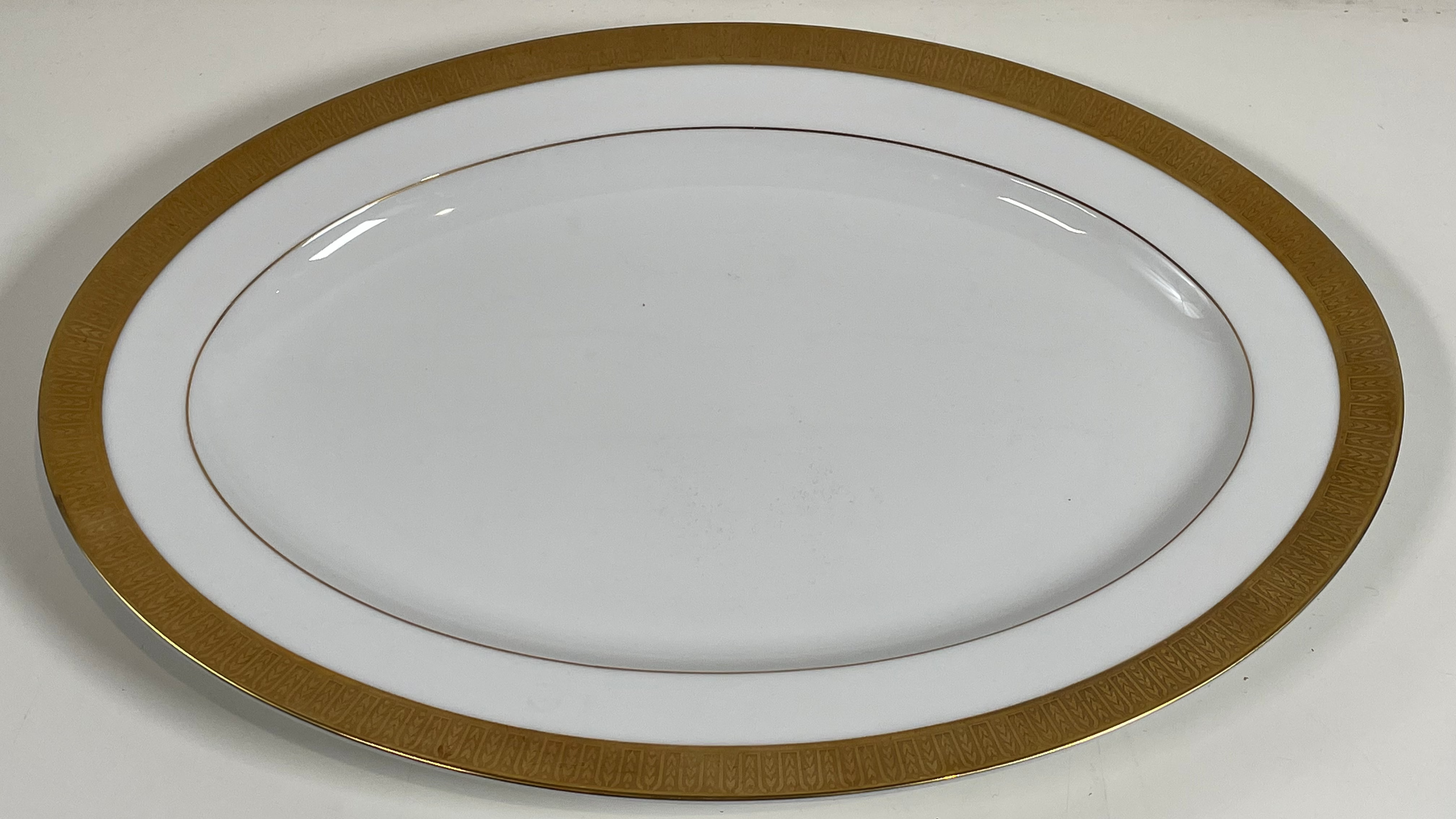 Oval Sango China #3755 Georgetown Gold Rim Platter – 14.25 in– Elegant Vintage Serving Piece