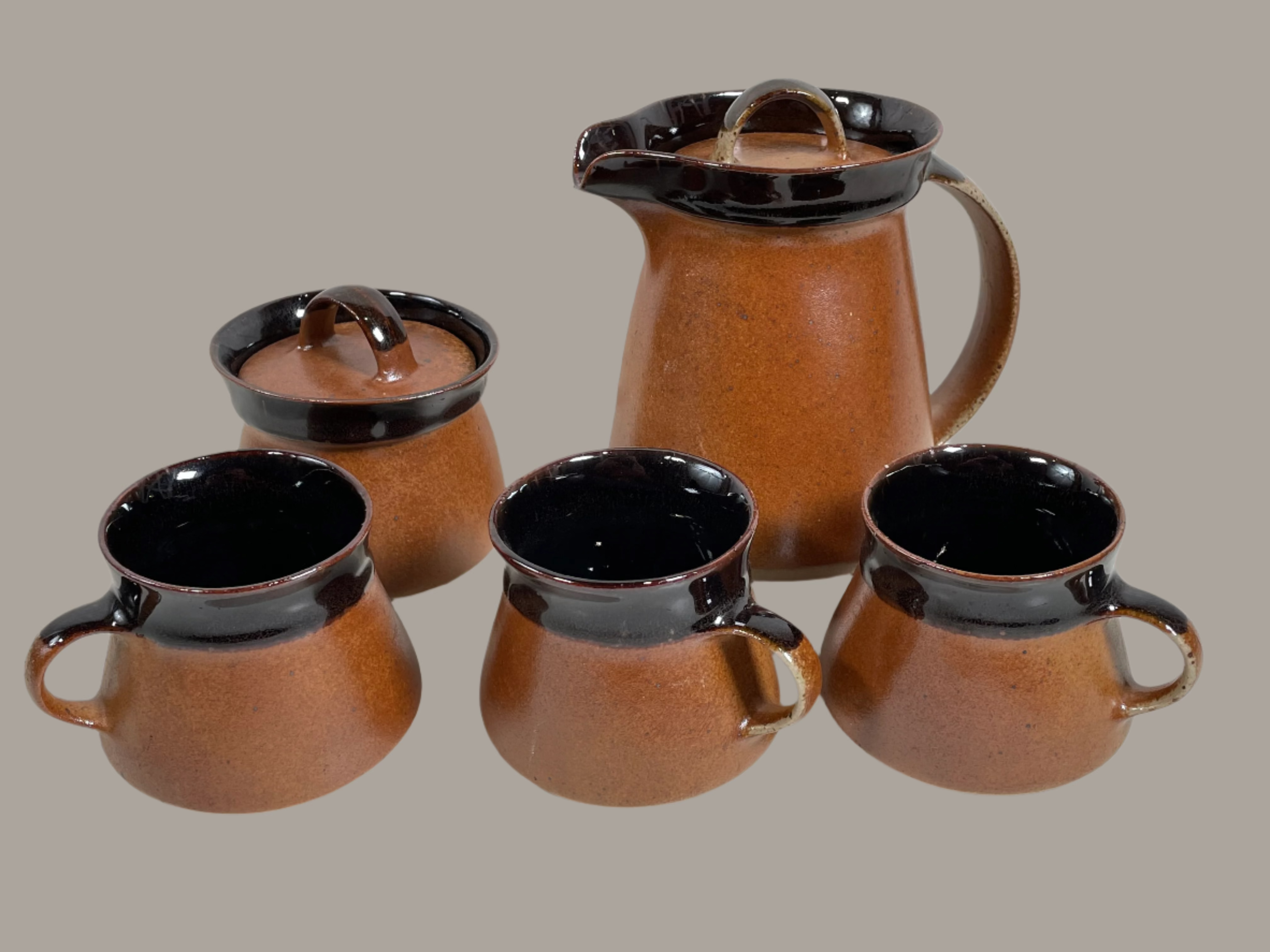 Service à café vintage en grès SIAL, 5 pièces, années 1970 – Fabriqué au Canada