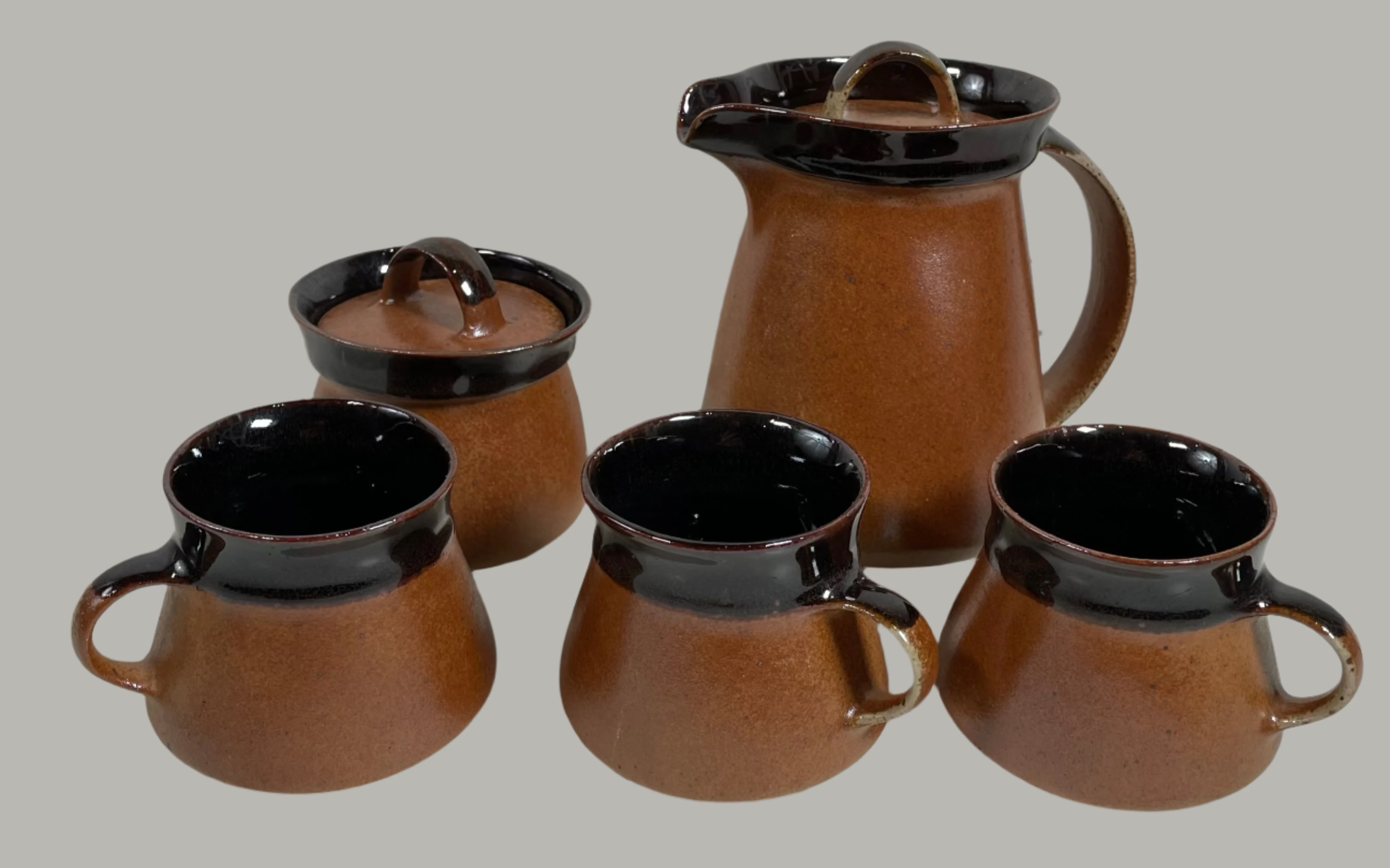 Service à café vintage en grès SIAL, 5 pièces, années 1970 – Fabriqué au Canada