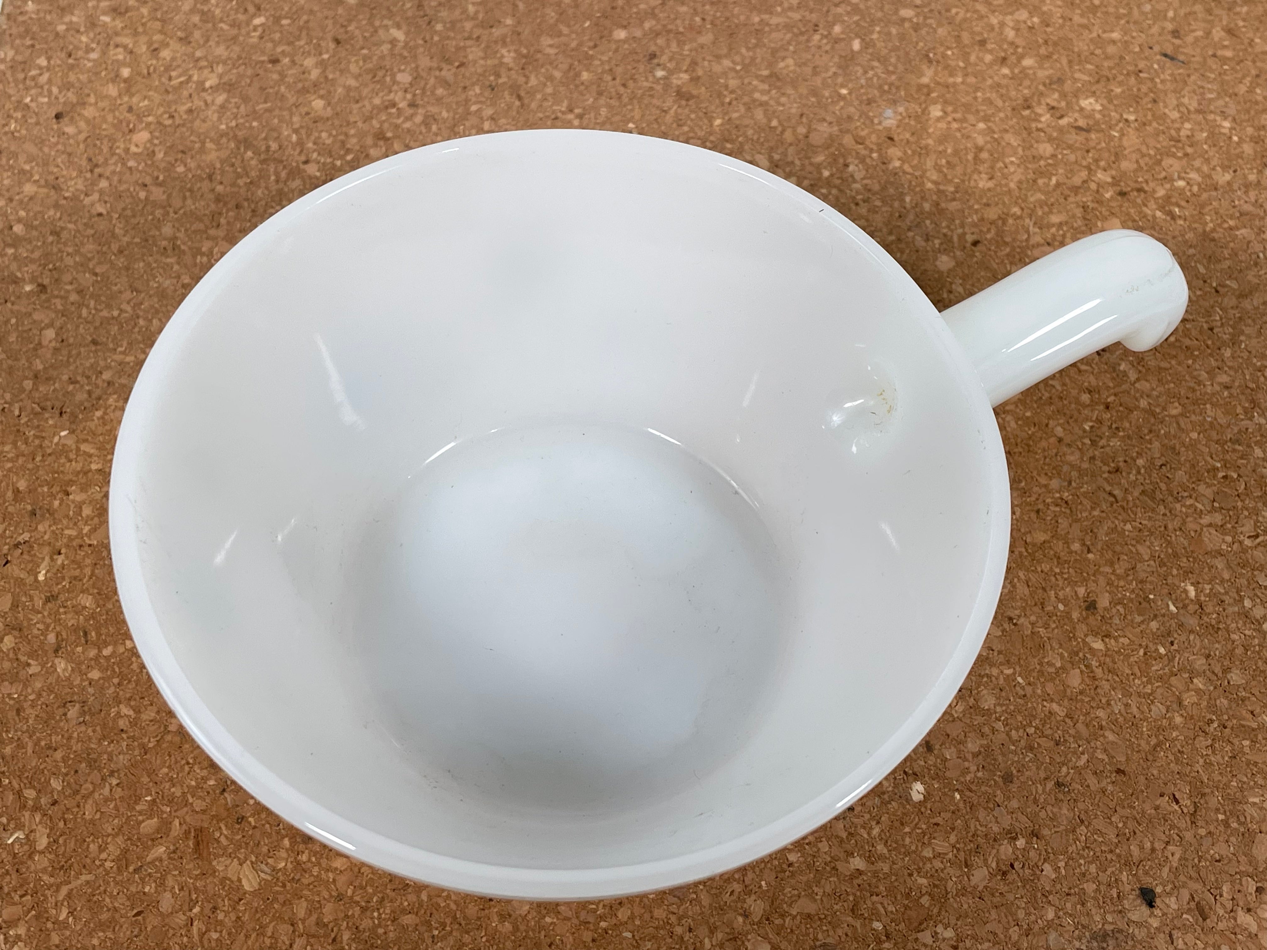 Vintage Fire-King Milk Glass Soup Bowls – Atomic Starburst Blue Heaven – Set of 4