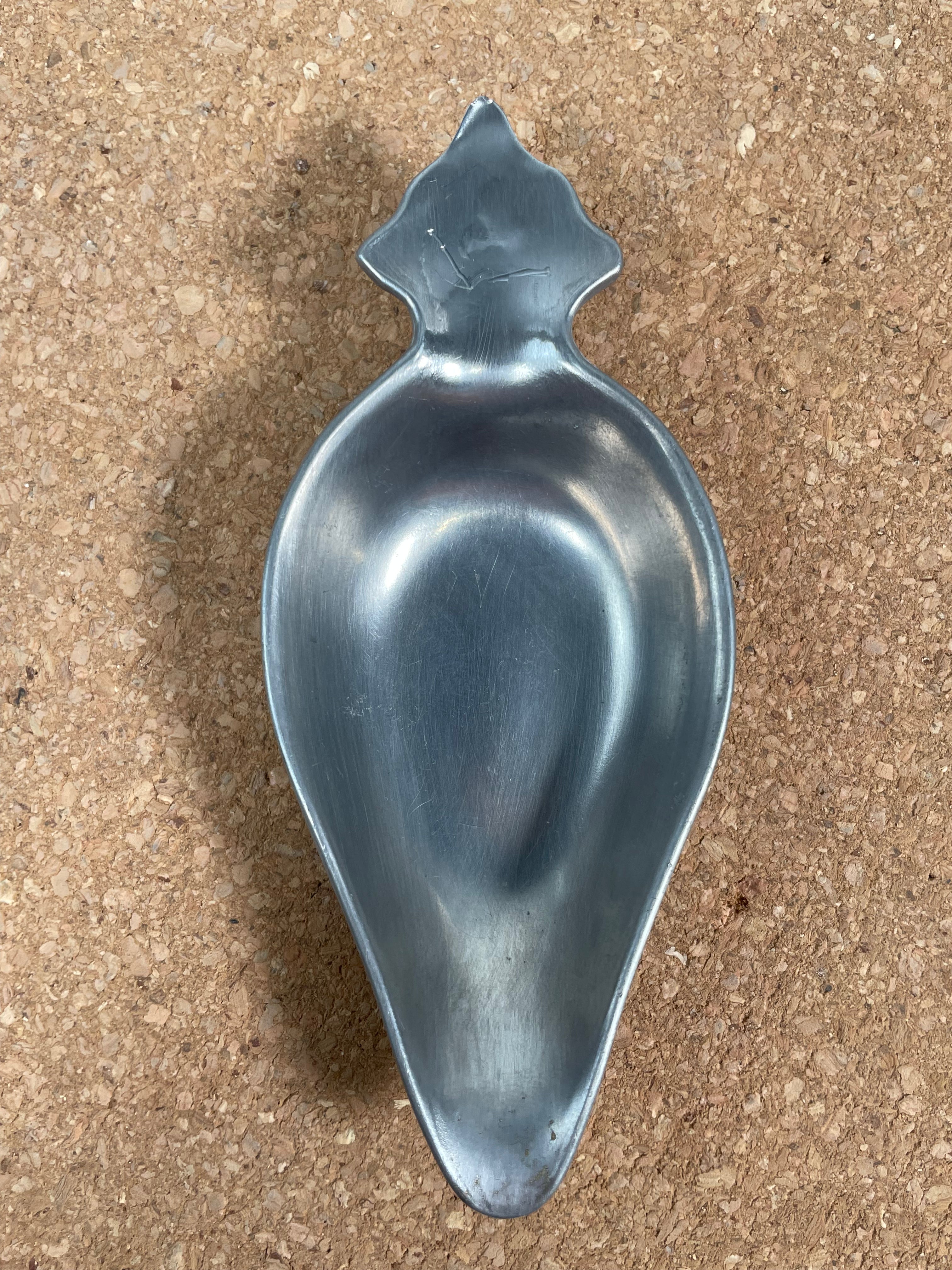 Antique Pewter Invalid Feeder / Pap Boat – Marked Metalars Italy – Vintage Medical Aid