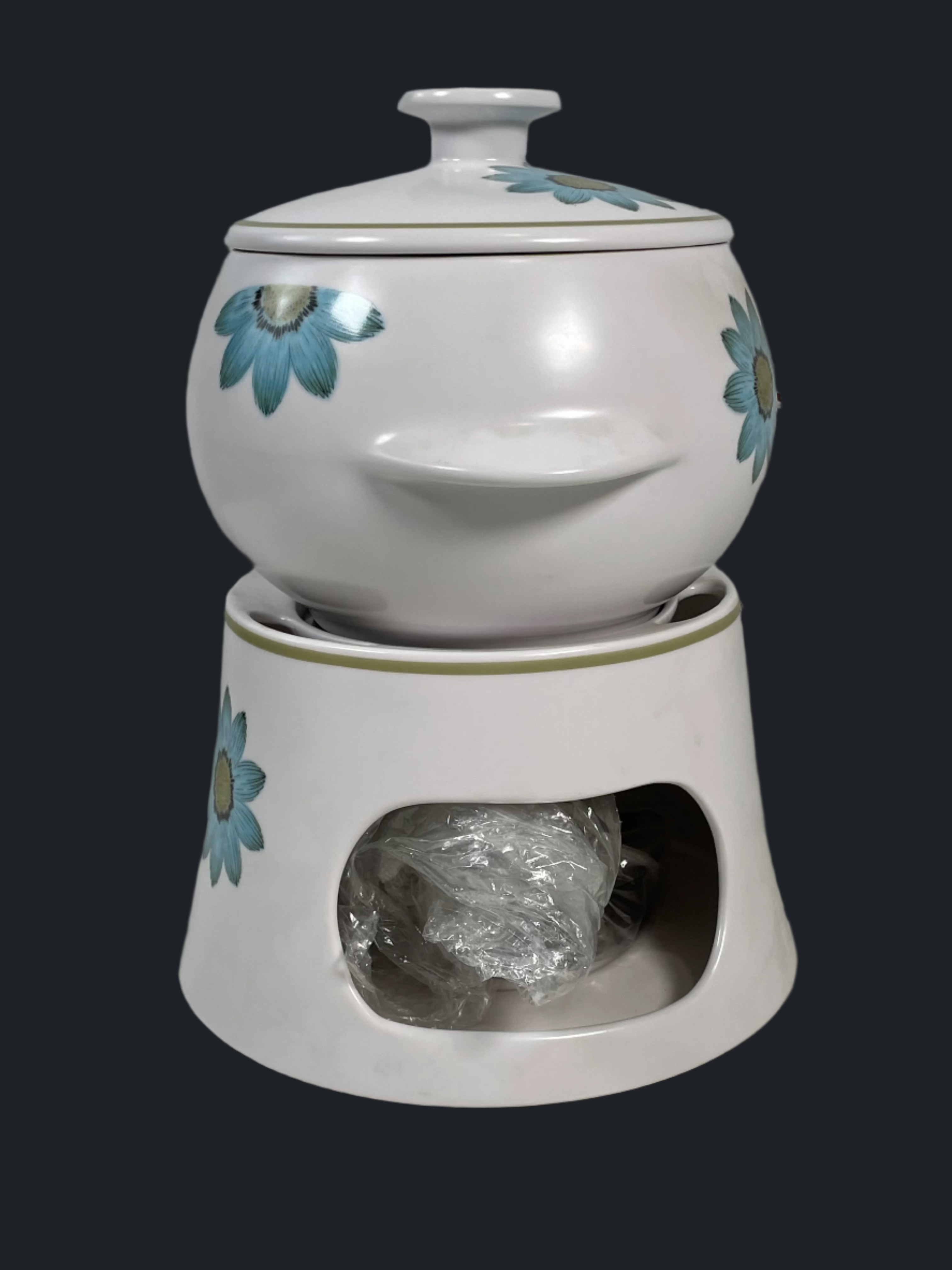 Vintage Noritake Progression Daisy Fondue Set – 1969–1980 Era – Excellent Condition.