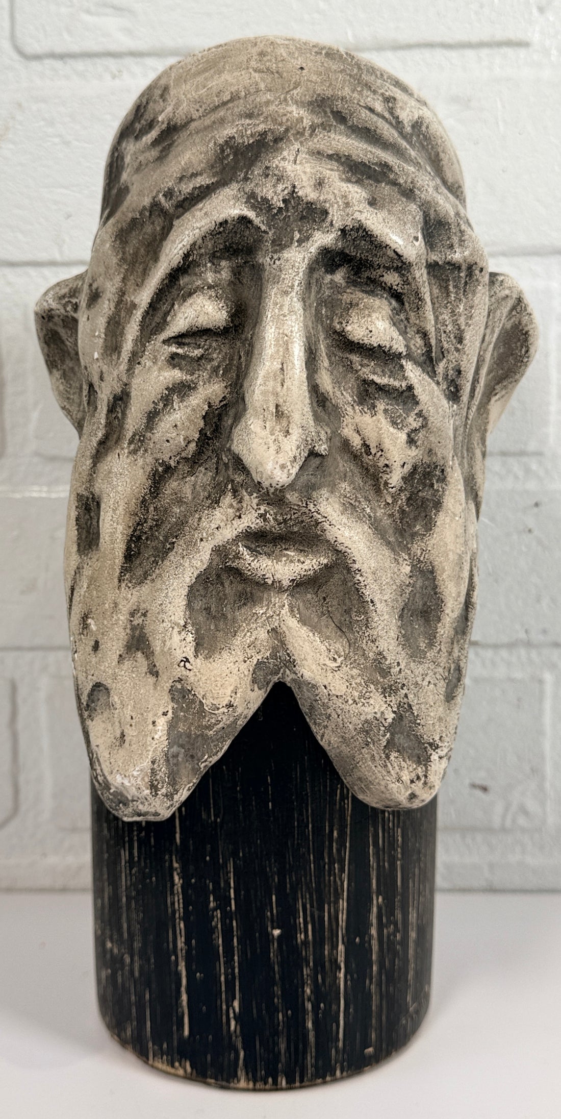Signed Jack Hanson modernist sculptural bust with brutalist styling and expressive form. Vintage statement art piece for collectors and interior décor.