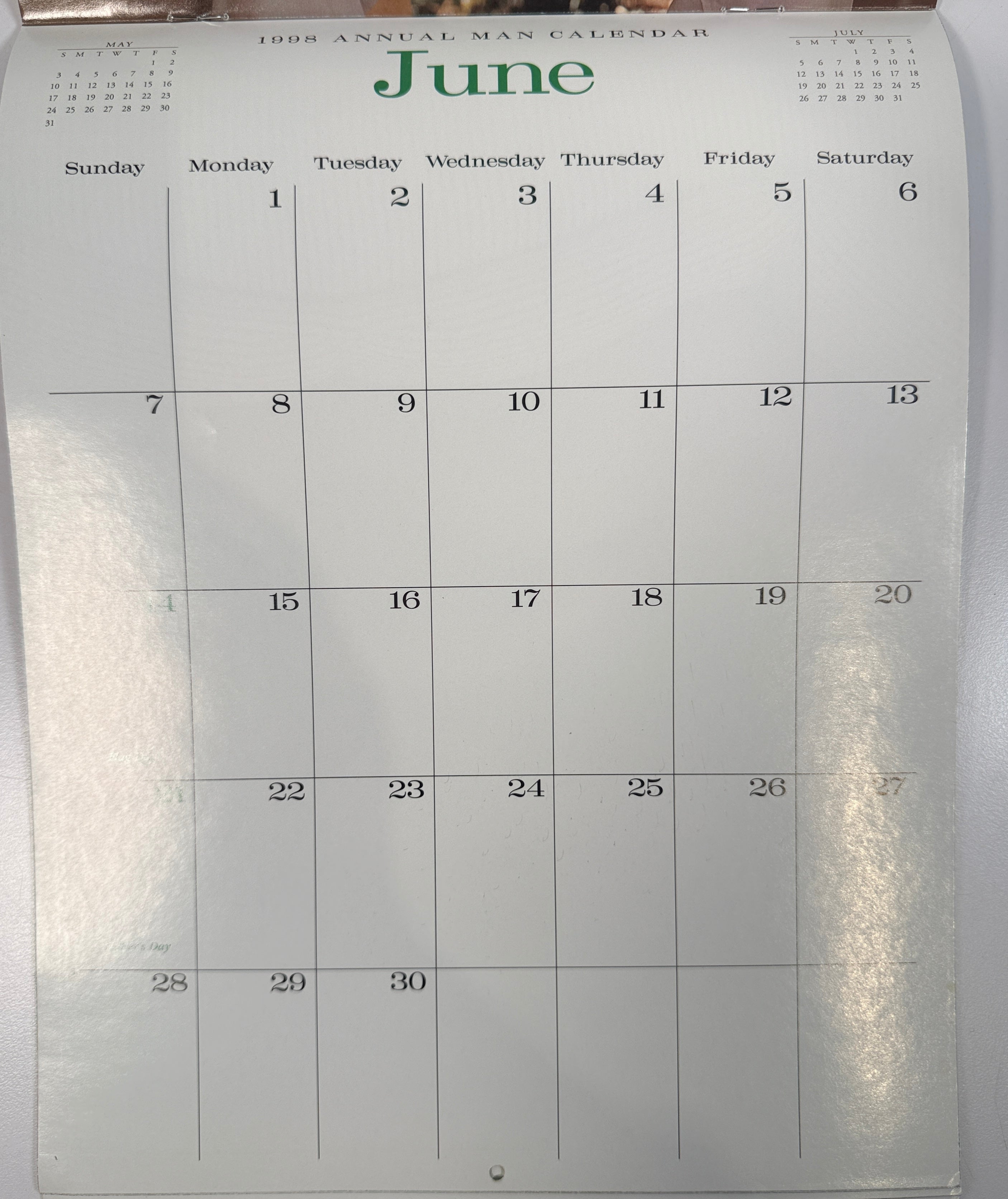 Vintage 1998 Annual Man Calendar, Jim French Photography. – Éco