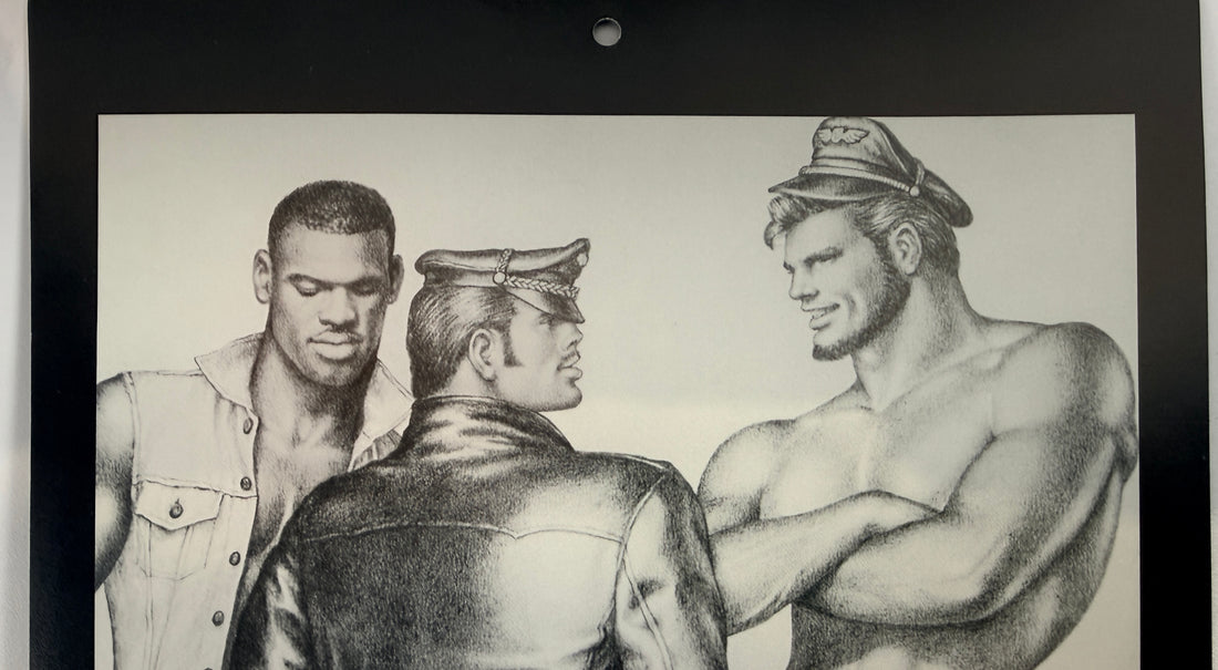 Vintage Tom of Finland 1996 calendar featuring iconic erotic artwork. Complete collectible LGBTQ art piece with bold illustrations and strong display appeal.