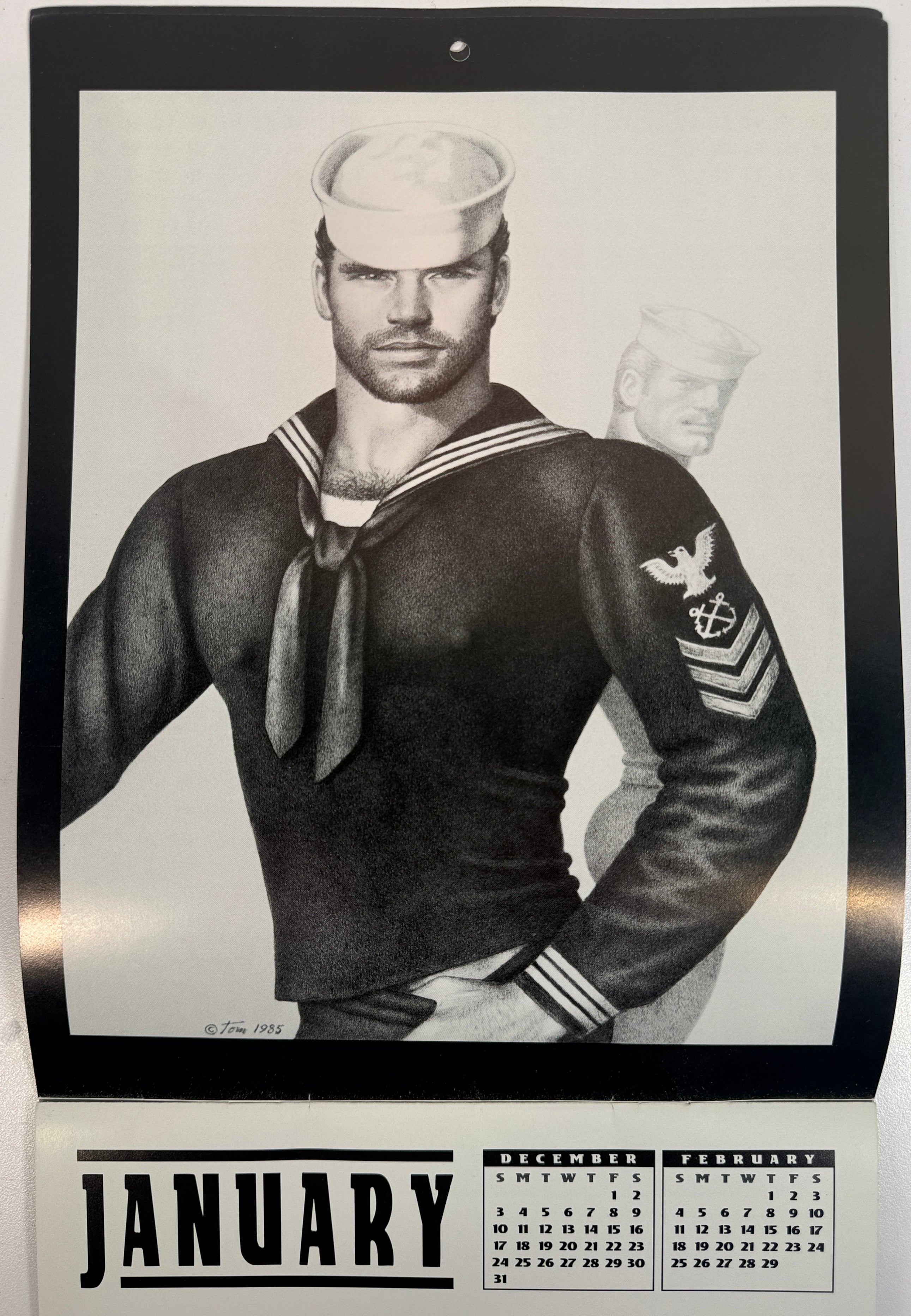 Vintage Tom of Finland 1996 calendar featuring iconic erotic artwork. Complete collectible LGBTQ art piece with bold illustrations and strong display appeal.