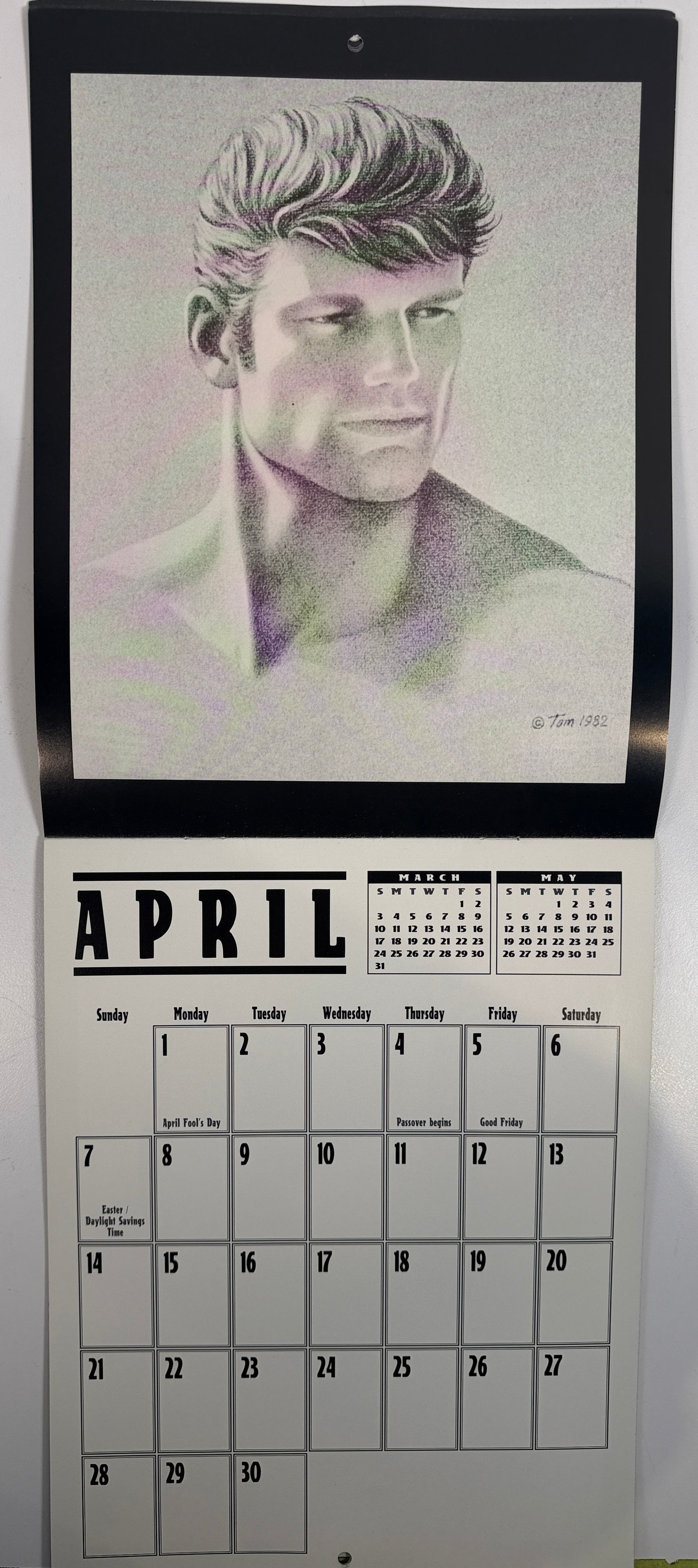 Vintage Tom of Finland 1996 calendar featuring iconic erotic artwork. Complete collectible LGBTQ art piece with bold illustrations and strong display appeal.