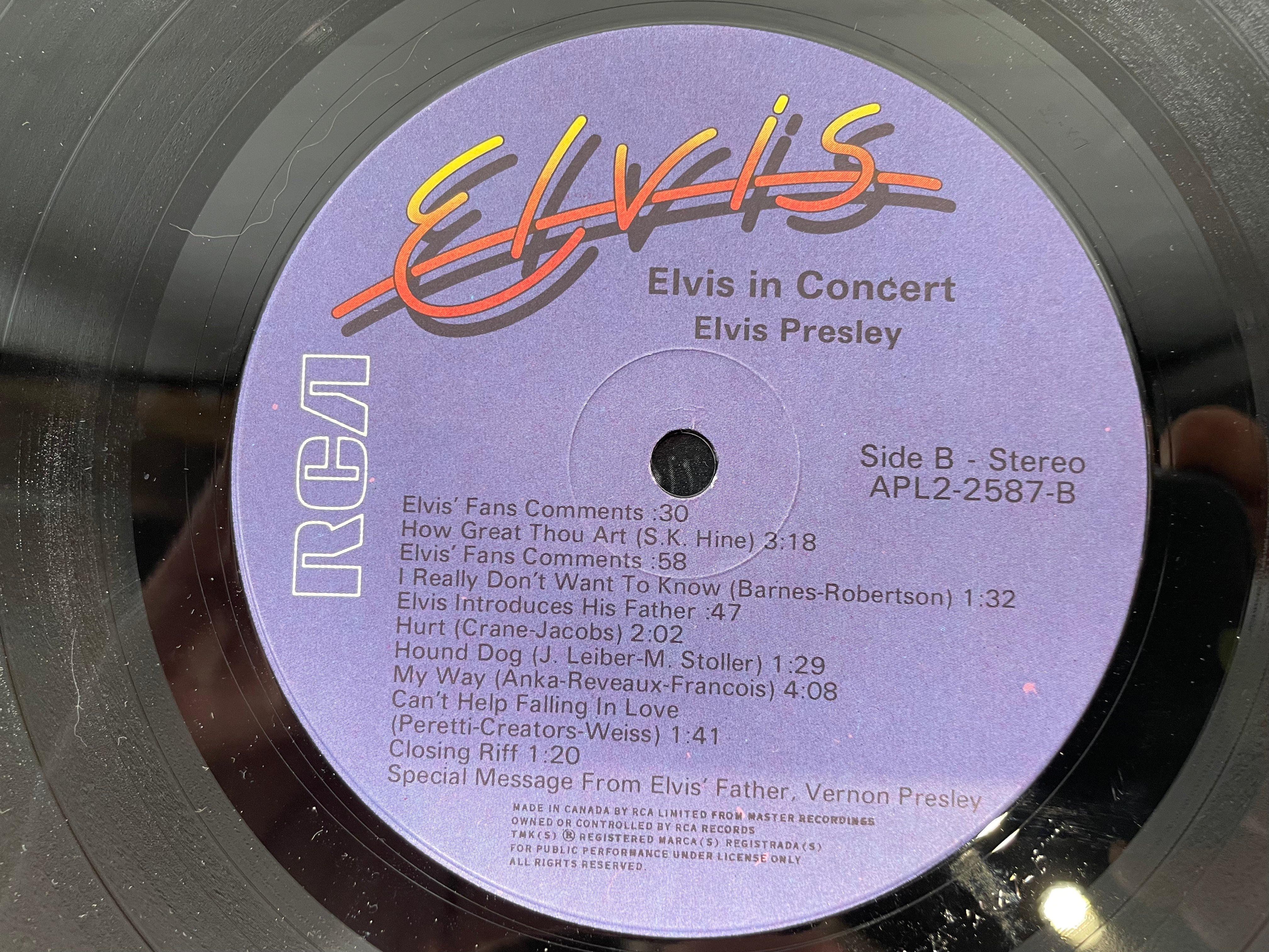 Elvis Presley – Elvis in Concert 2xLP Vinyl – RCA APL2-2587 (1977 Canada)