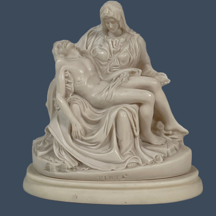 Michelangelo's Pieta Jesus & Mary Statue Figure Sculpture, A.Santini 7" Tall