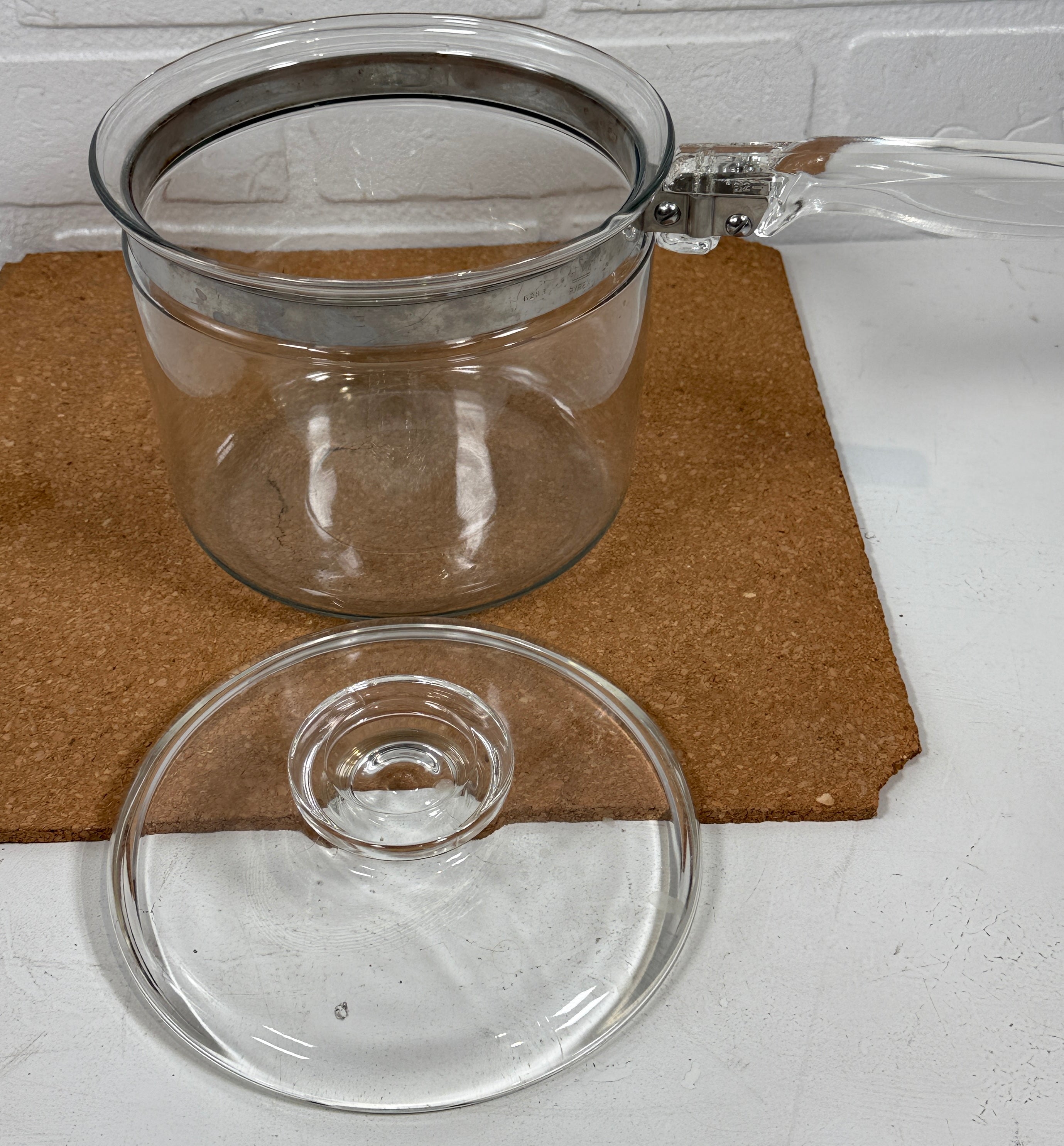 Vintage PYREX Flameware Glass Cooking Pot with Handle & Lid – Made in USA