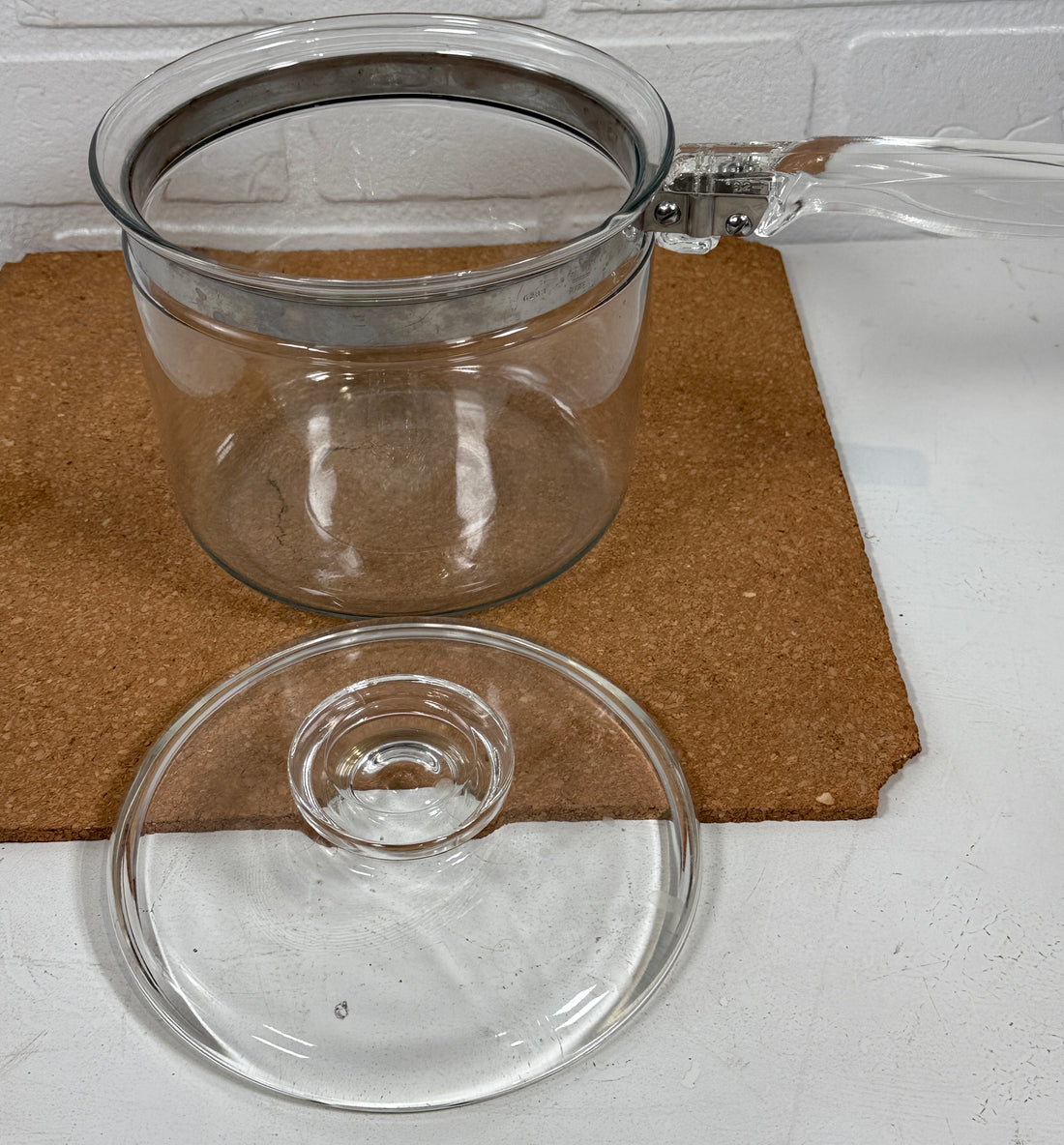 Vintage PYREX Flameware Glass Cooking Pot with Handle & Lid – Made in USA