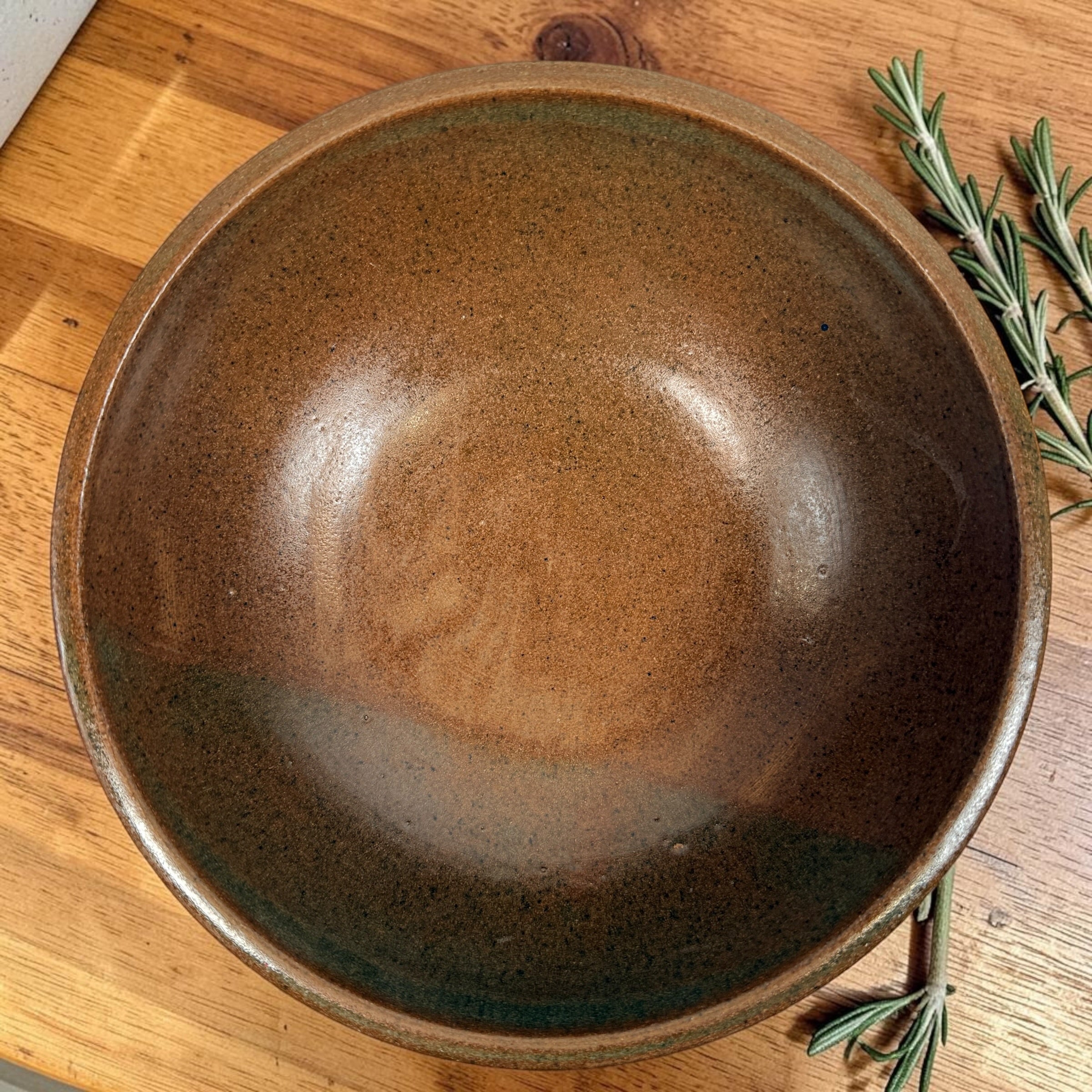 Vintage Canadian studio pottery stoneware bowl with earthy brown glaze and handmade rustic modern design. Ideal centerpiece or functional décor piece.