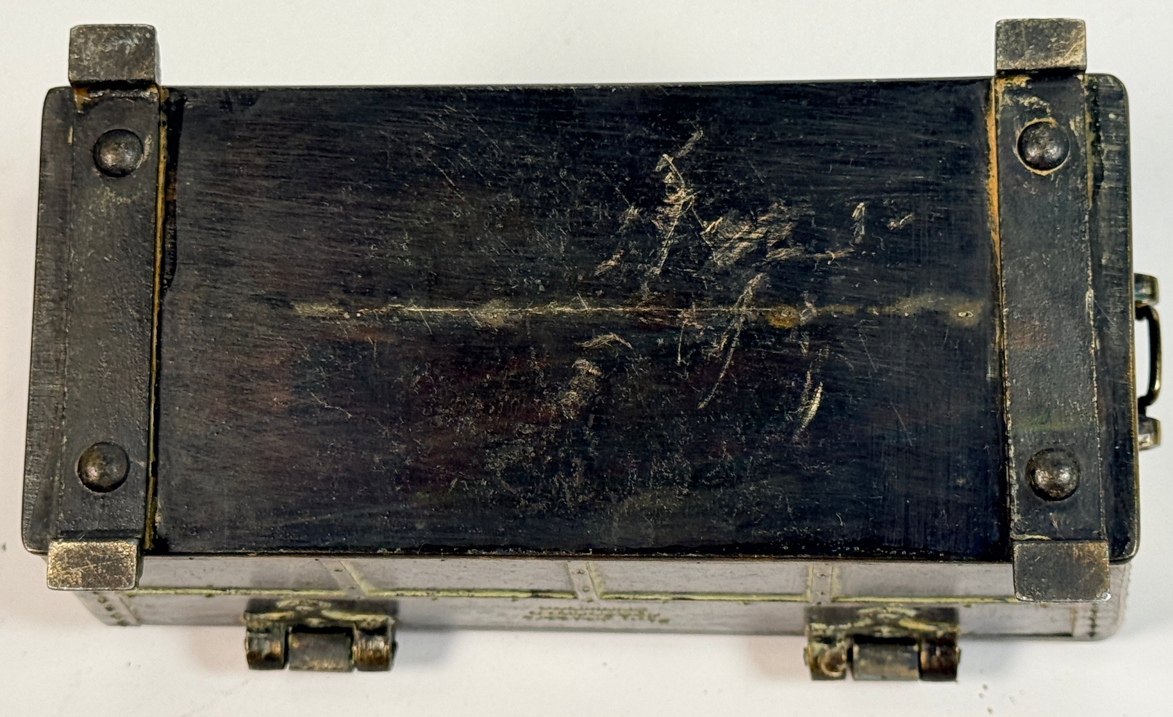 Vintage Danish bronze box by Edw Aagaard with Viking relief and wood interior. Mid-century collectible jewelry or keepsake box with rich patina.