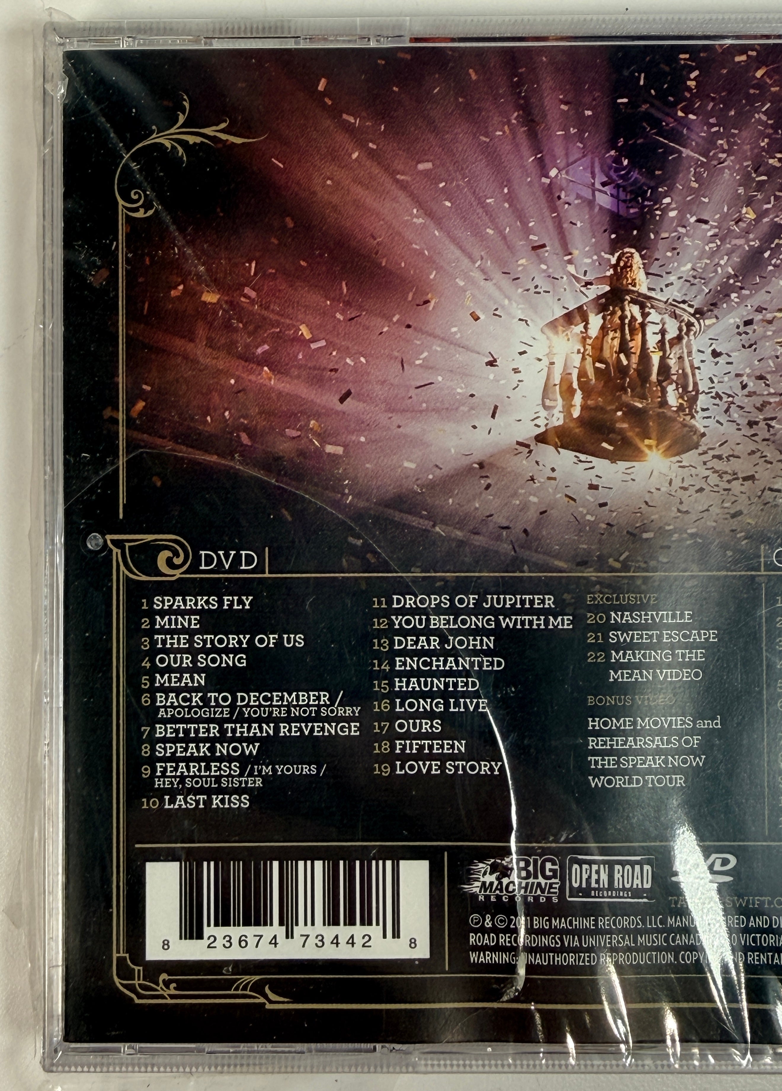 Taylor Swift Speak Now World Tour Live CD DVD 2011 with partial seal. Includes full concert film and bonus content. Great collector copy.