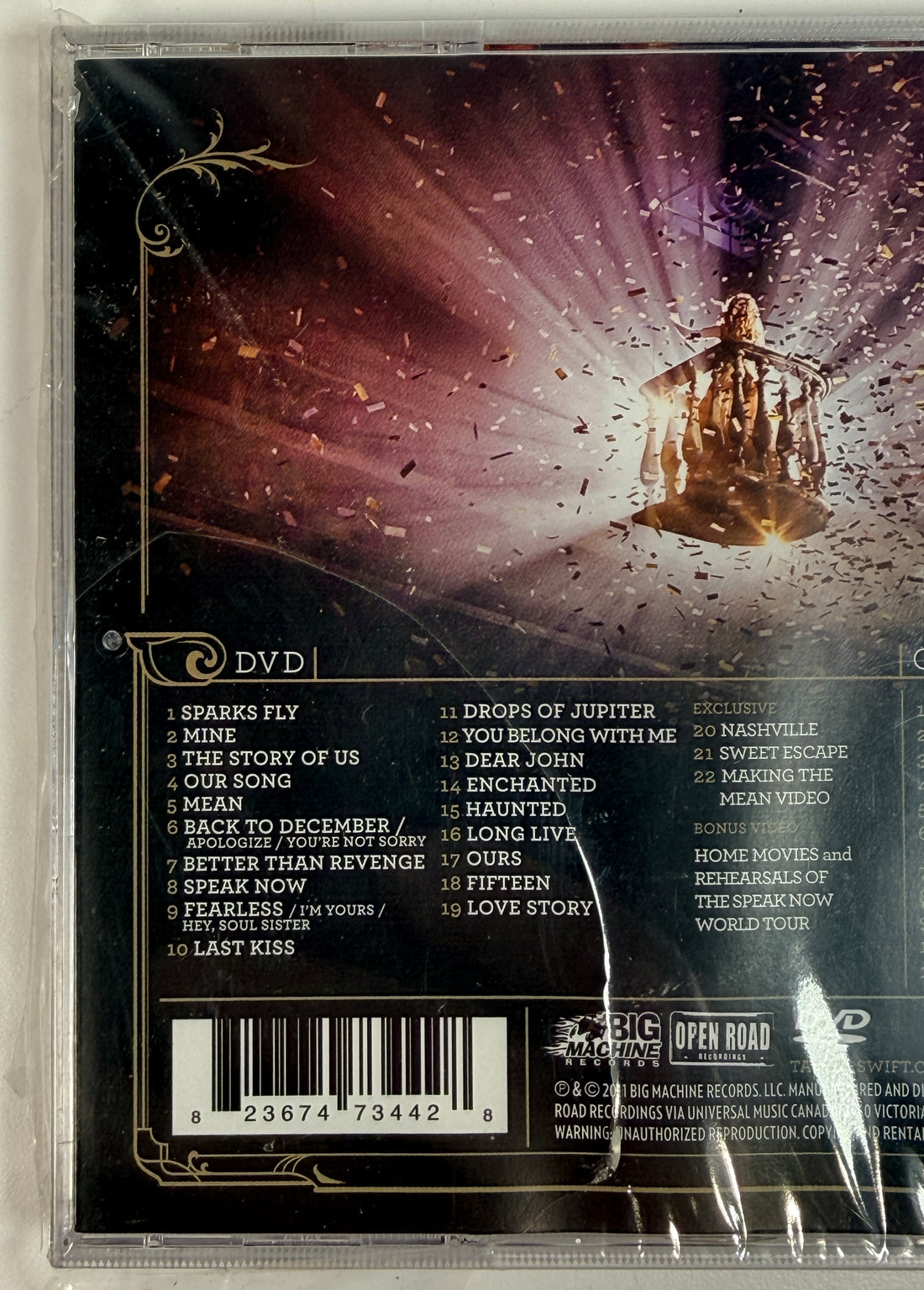 Taylor Swift Speak Now World Tour Live CD DVD 2011 with partial seal. Includes full concert film and bonus content. Great collector copy.
