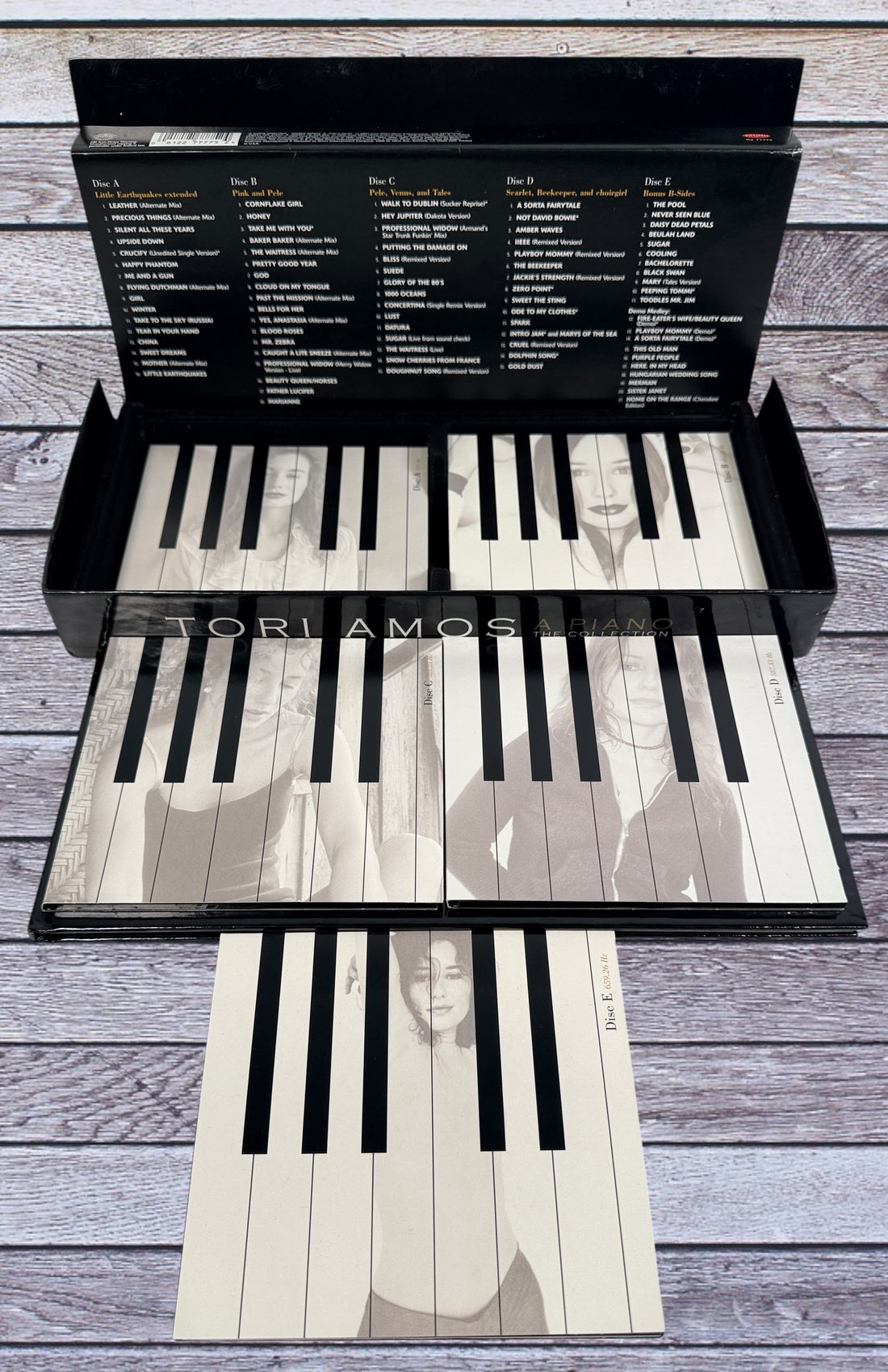 Complete Tori Amos A Piano The Collection 5CD deluxe Rhino box set with piano-key packaging and bonus B-sides in very good condition.