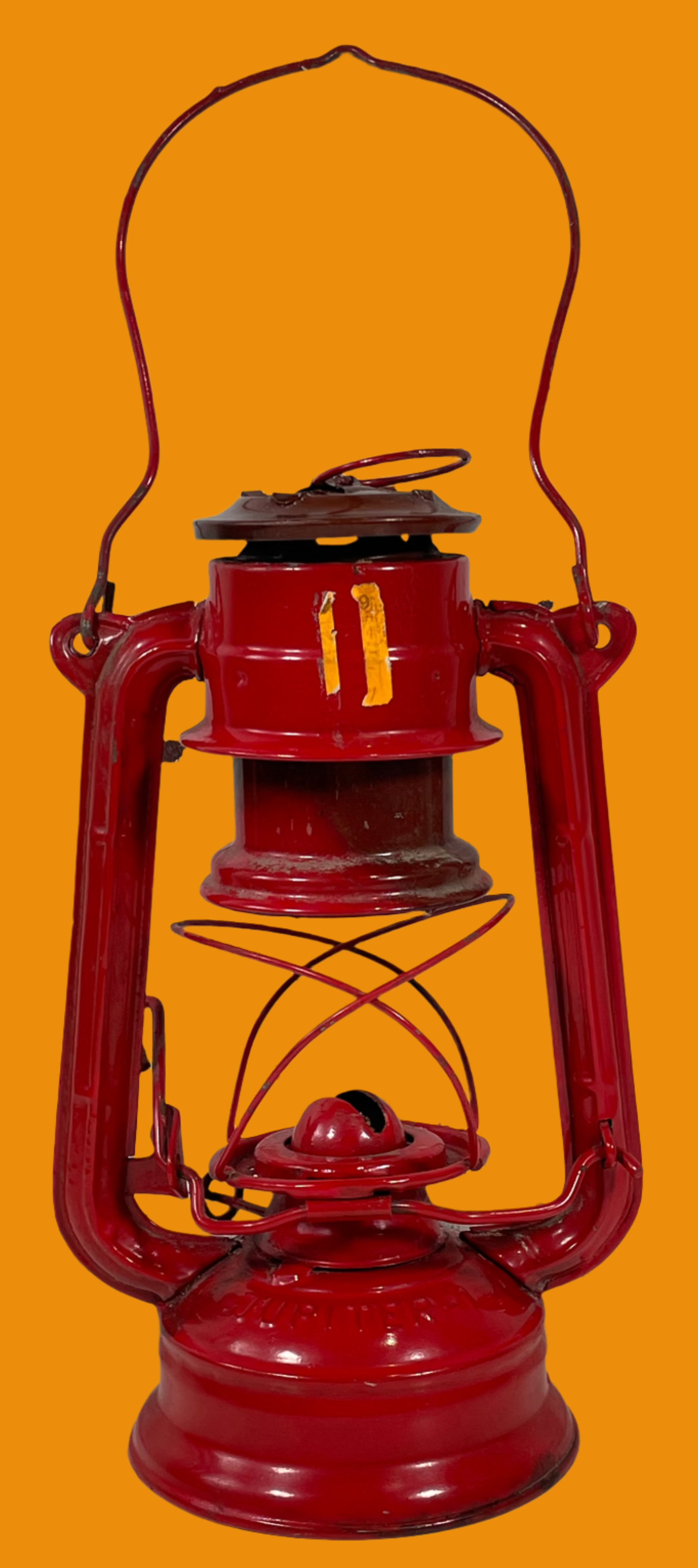 Vintage Jupiter-1 Lantern – Red Metal Kerosene Lamp, Made in Poland , Height : 10"