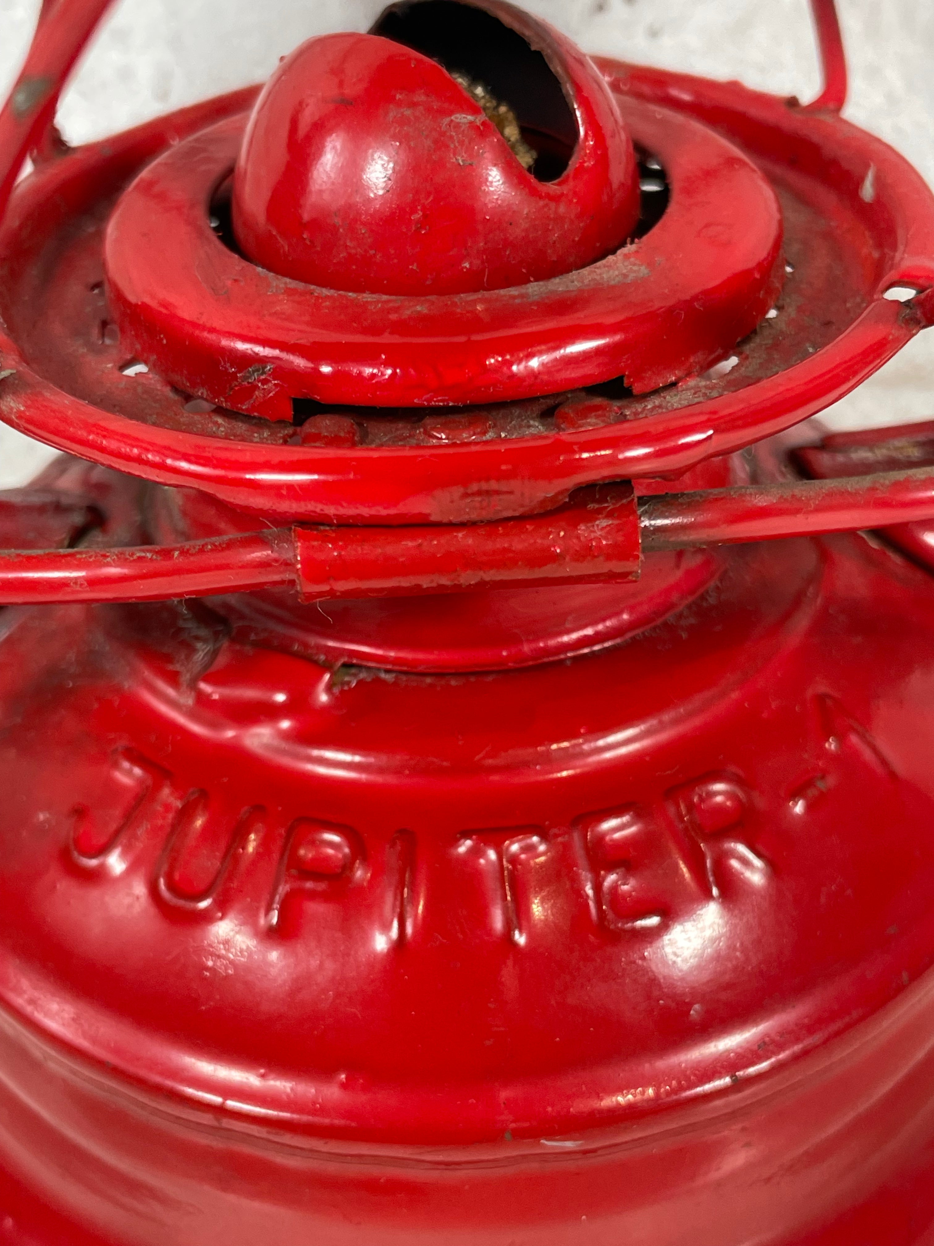 Vintage Jupiter-1 Lantern – Red Metal Kerosene Lamp, Made in Poland , Height : 10"