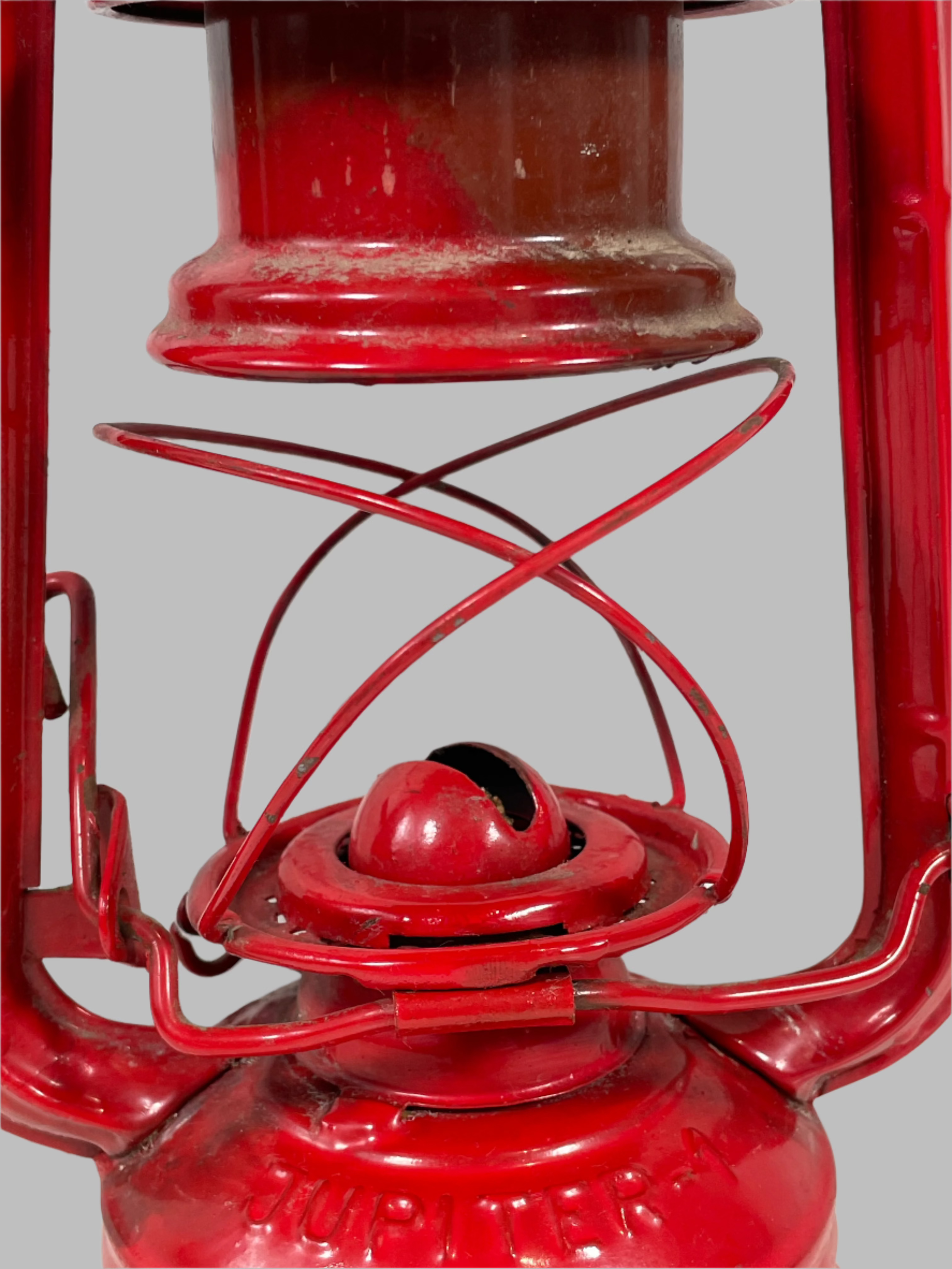 Vintage Jupiter-1 Lantern – Red Metal Kerosene Lamp, Made in Poland , Height : 10"