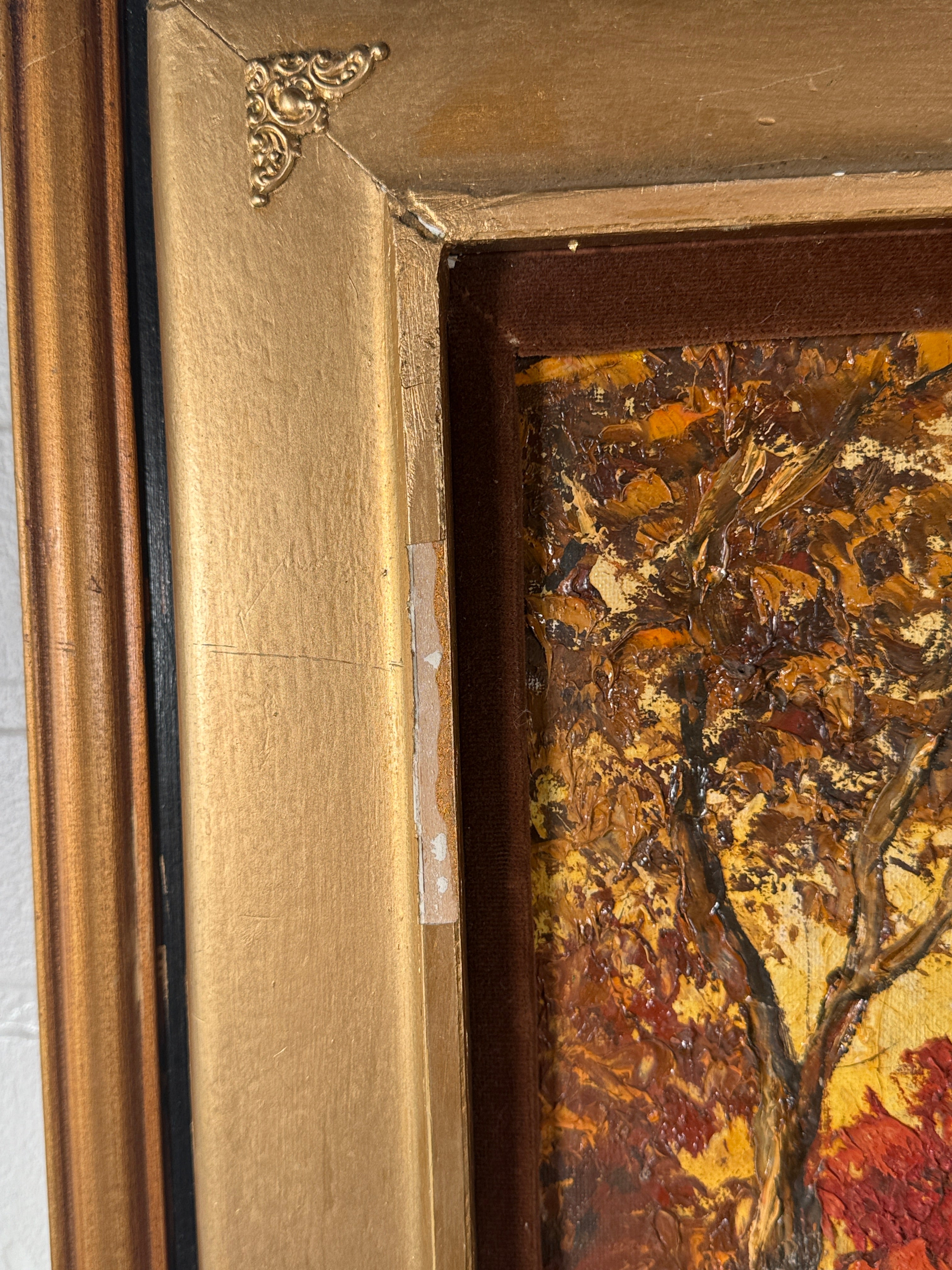 1950s Hungarian Oil Landscape – M. Laczko Autumn River Scene