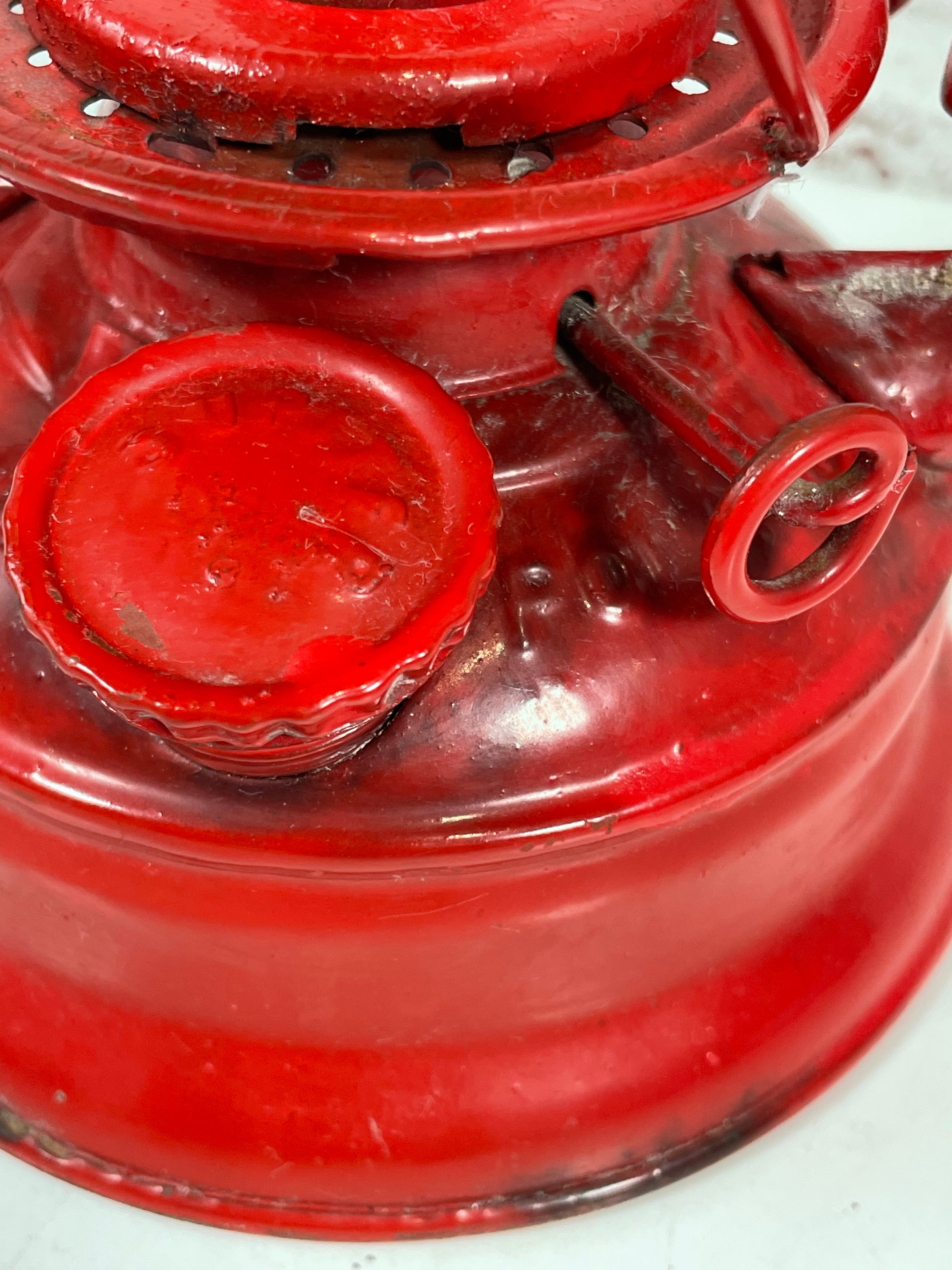 Vintage Jupiter-1 Lantern – Red Metal Kerosene Lamp, Made in Poland , Height : 10"