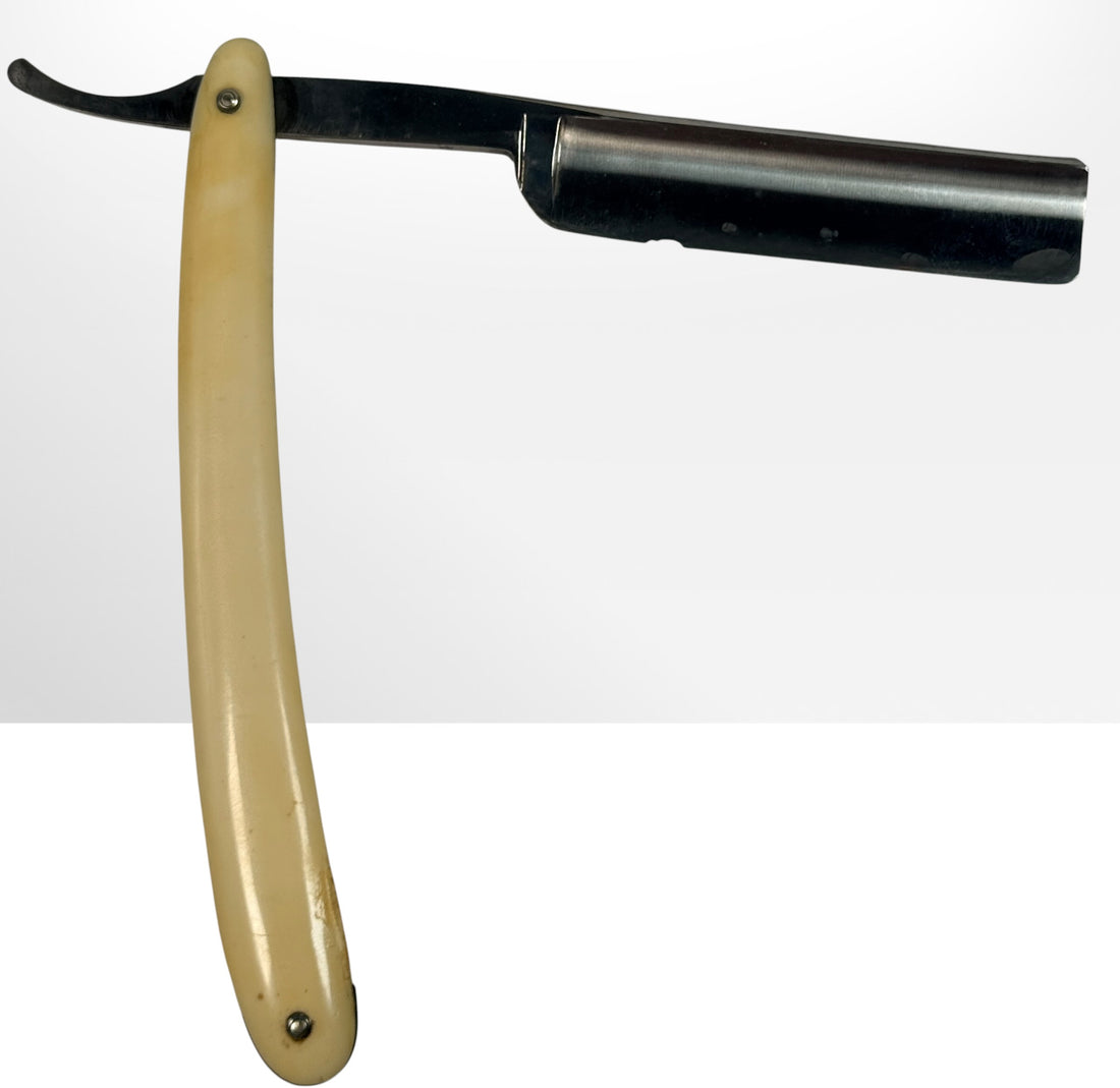 Antique H. Boker King Cutter straight razor with original case, made in Solingen Germany. Classic Tree Brand collectible barber razor.