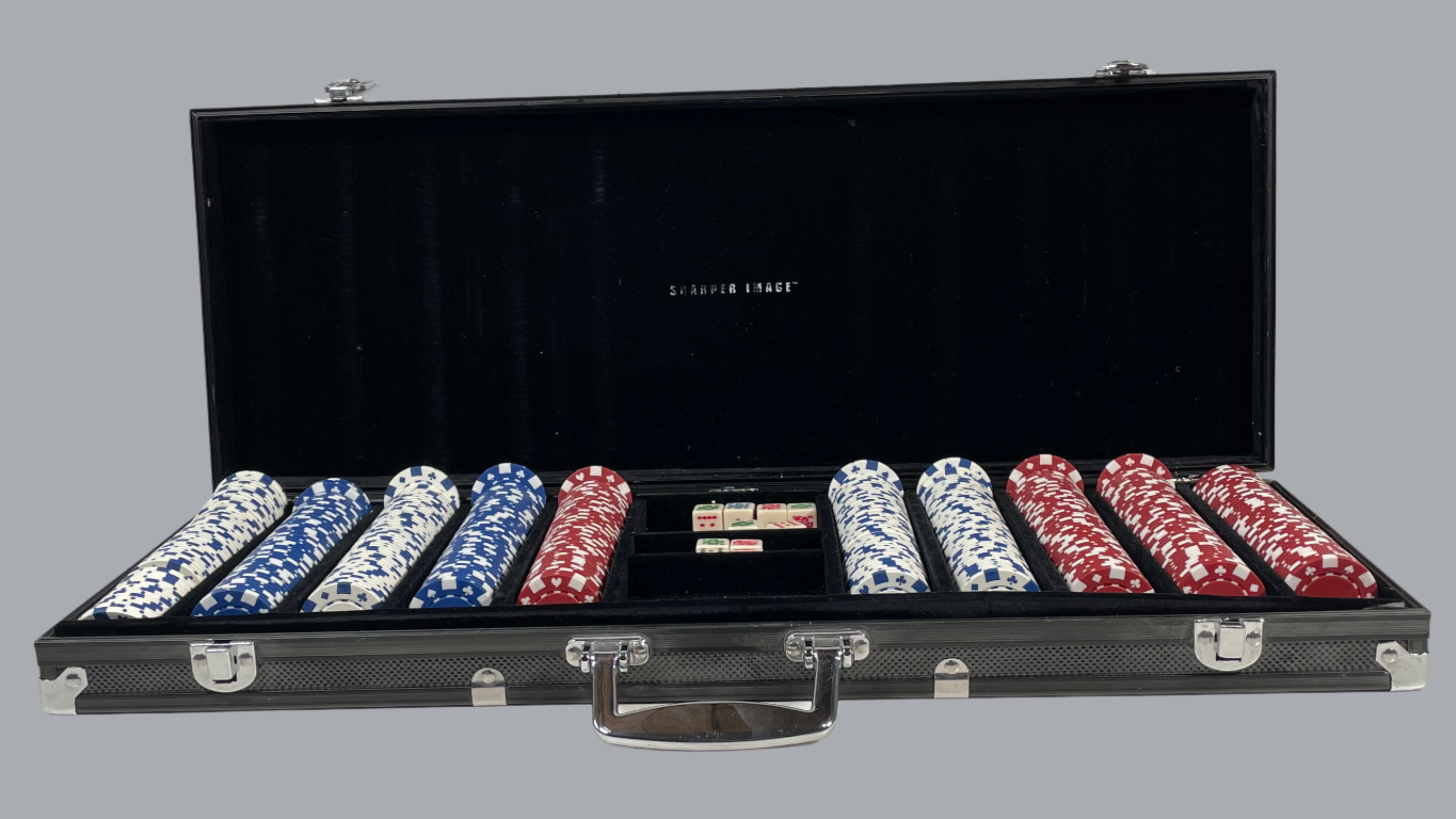 Sharper Image Tournament Class Poker Chip Set w/Dice and Carrying Case