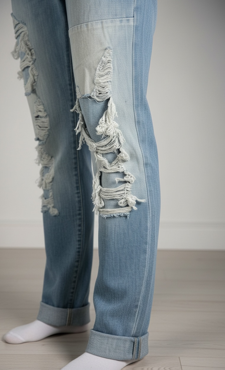 GUESS Boy Fit distressed jeans in light wash denim, size 29, new with tags. Trendy ripped boyfriend-fit jeans with modern Y2K streetwear style.