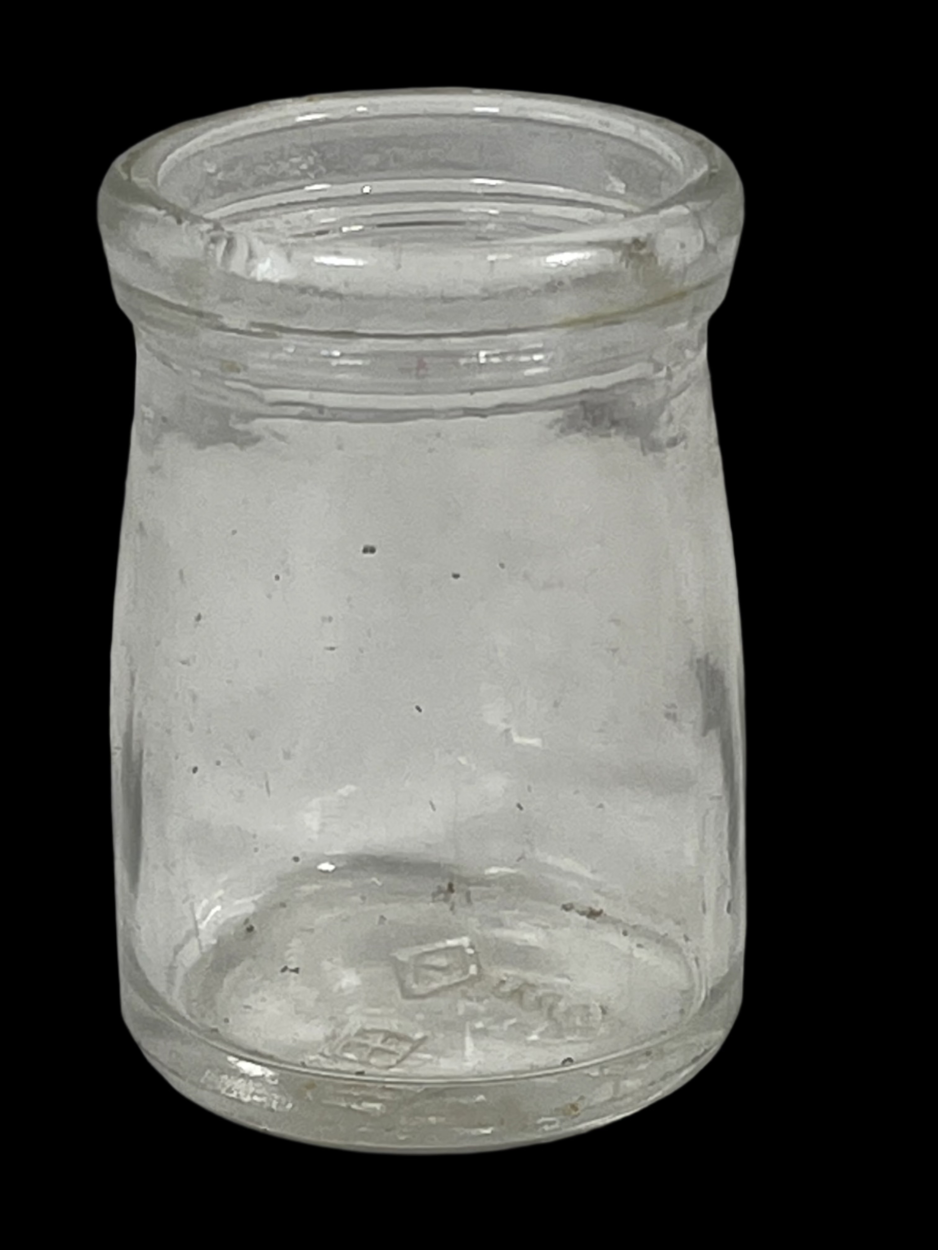 4 Vintage Clear Glass Mini Cream Creamer Bottles Individual Diner Cafe C2-17