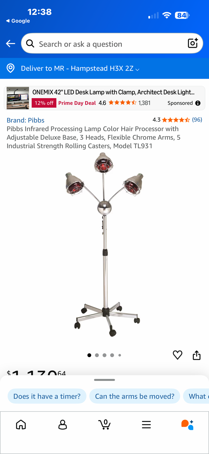 Pibbs 3 Headed Processing salon Lamp