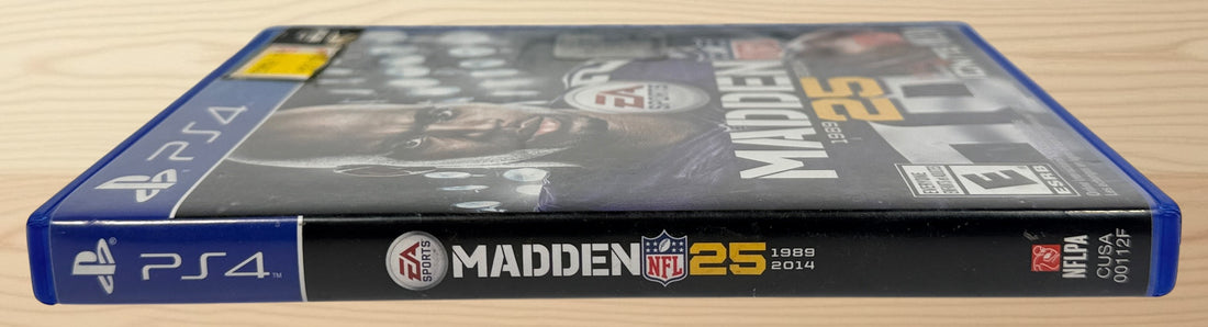 Complete-in-box PS4 Madden NFL 25 game with original case and disc. Classic EA Sports football title featuring Adrian Peterson.