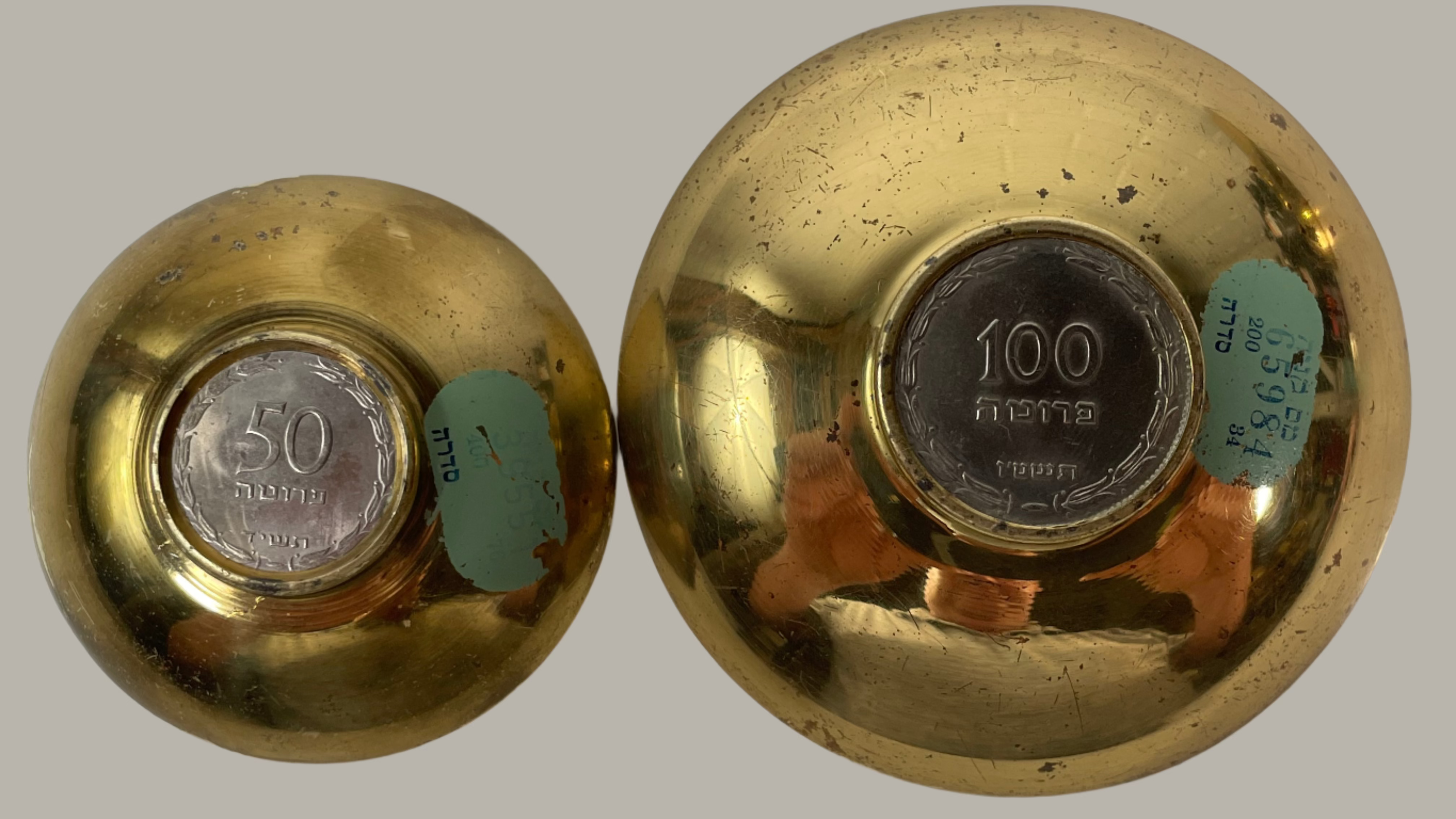 Vintage Middle Eastern Brass Coin Dish Set – Israel Coins (Set of 3)