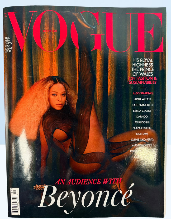 British Vogue December 2020 magazine featuring Beyoncé Knowles and Edward Enninful with fashion editorials and celebrity features.