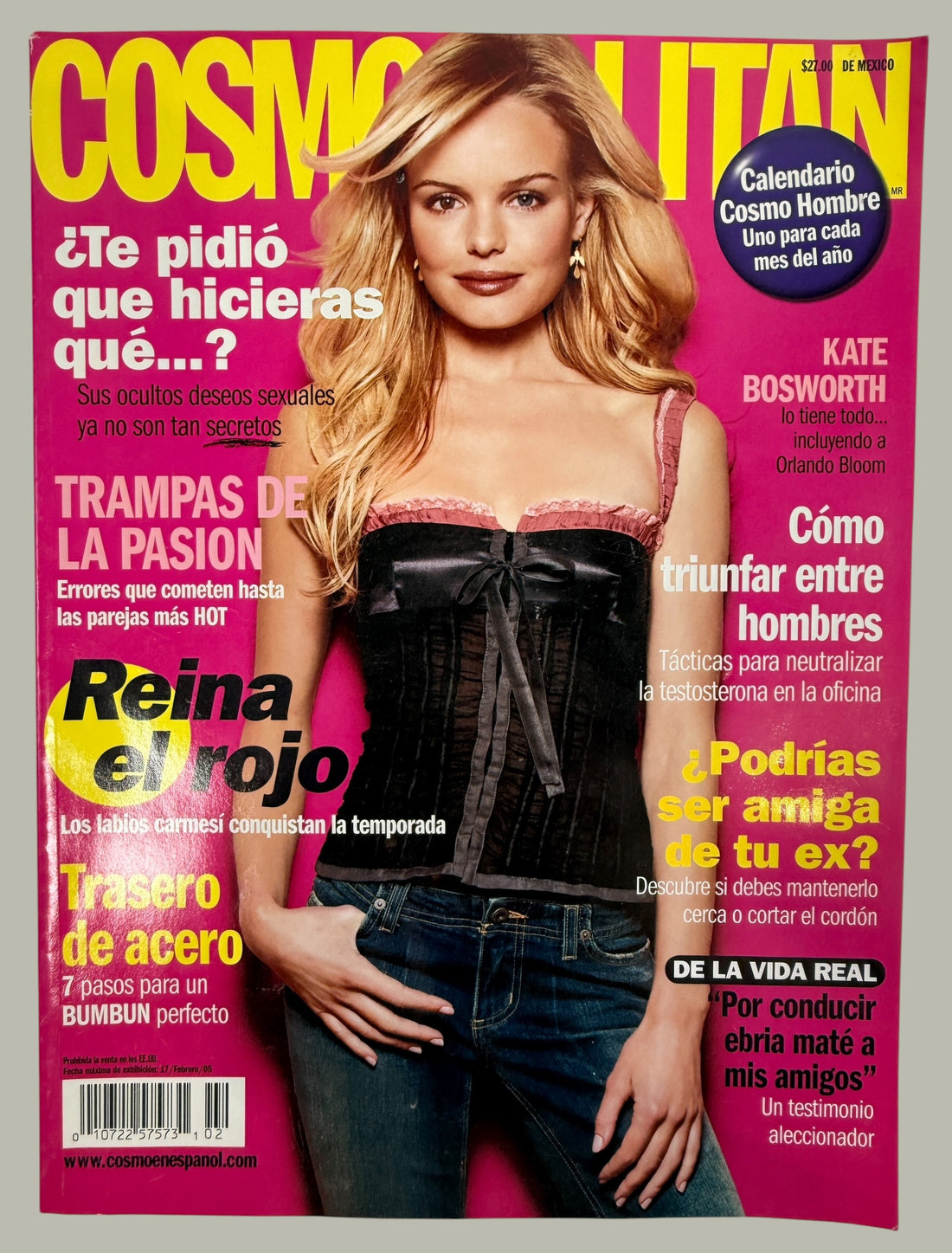 Vintage Cosmopolitan En Español February 2005 magazine with Kate Bosworth cover. Rare Y2K Mexican fashion and pop culture collectible issue.