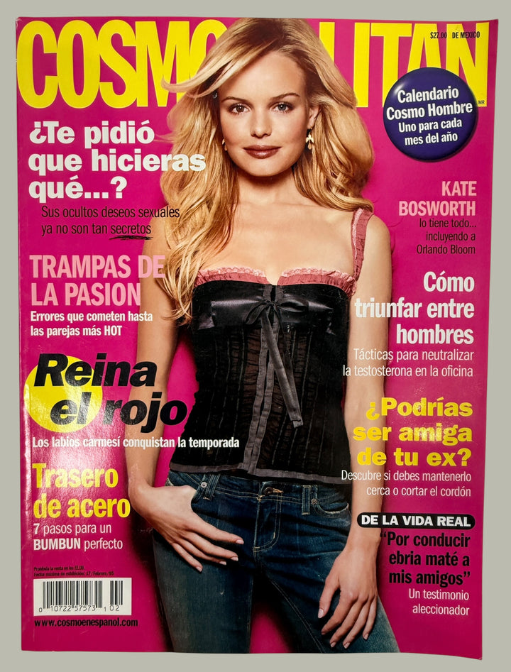 Vintage Cosmopolitan En Español February 2005 magazine with Kate Bosworth cover. Rare Y2K Mexican fashion and pop culture collectible issue.
