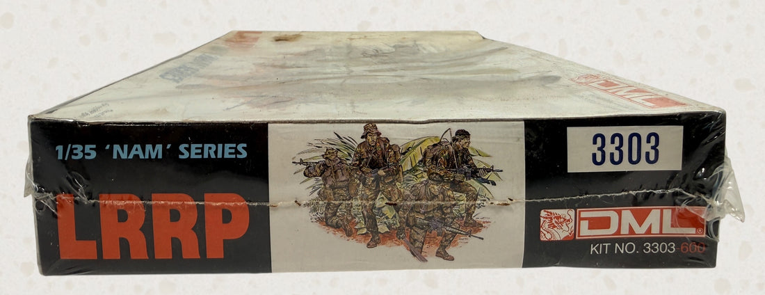 Vintage sealed DML LRRP 1/35 Vietnam War figure model kit No. 3303 with original box and Ron Volstad artwork.