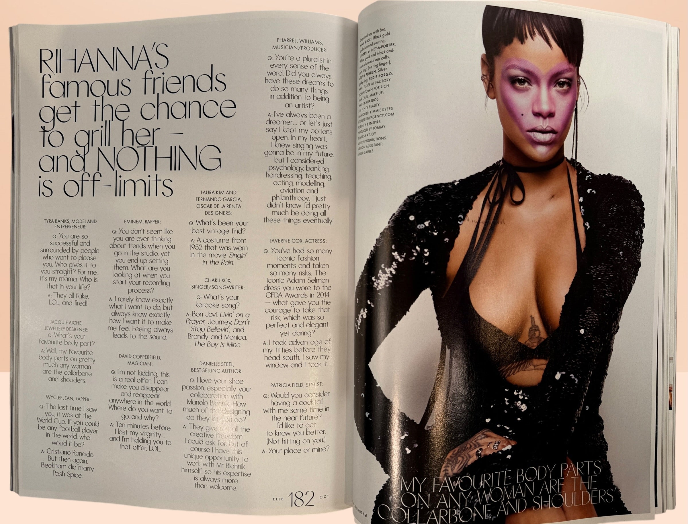 Elle UK Magazine, October 2017, Rihanna Cover Issue.