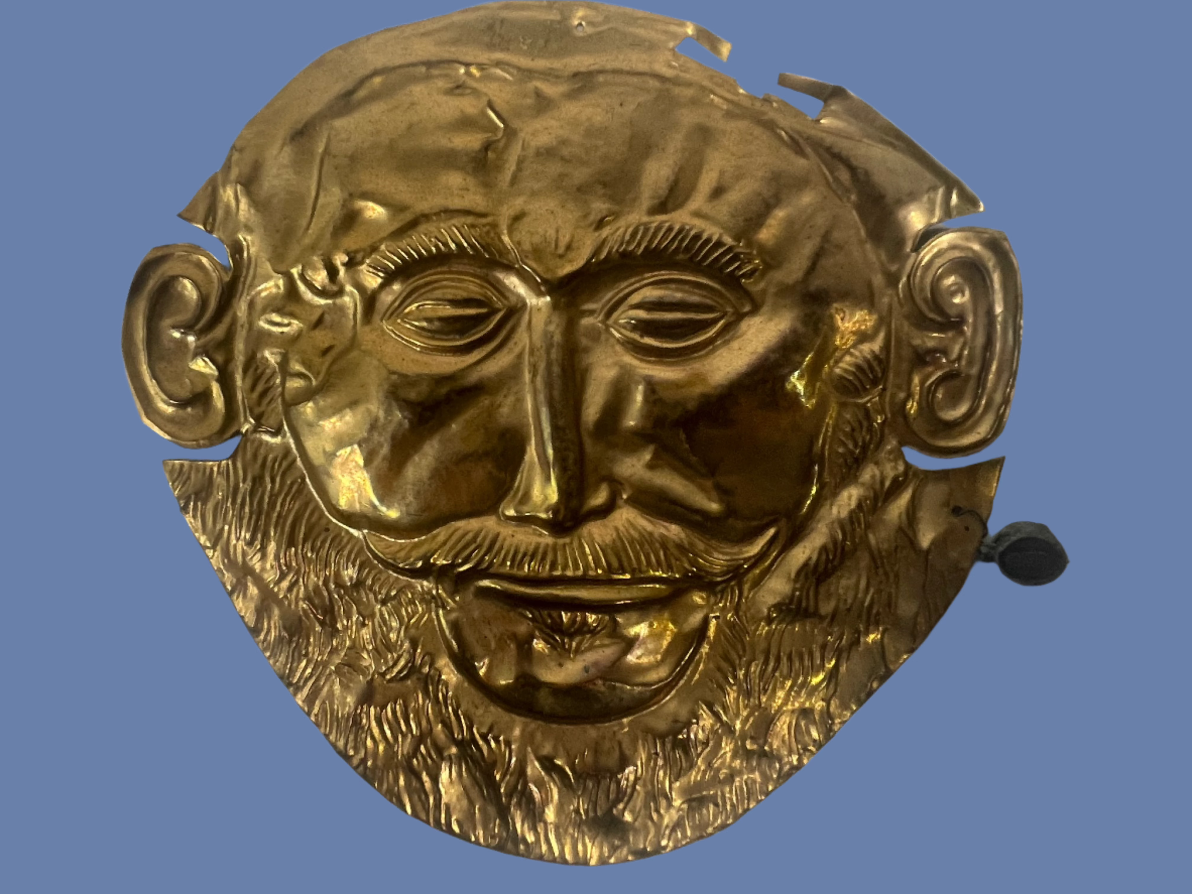 Souvenir grec vintage – Masque funéraire doré d'Agamemnon – 11,4 cm – Mycènes, Grèce