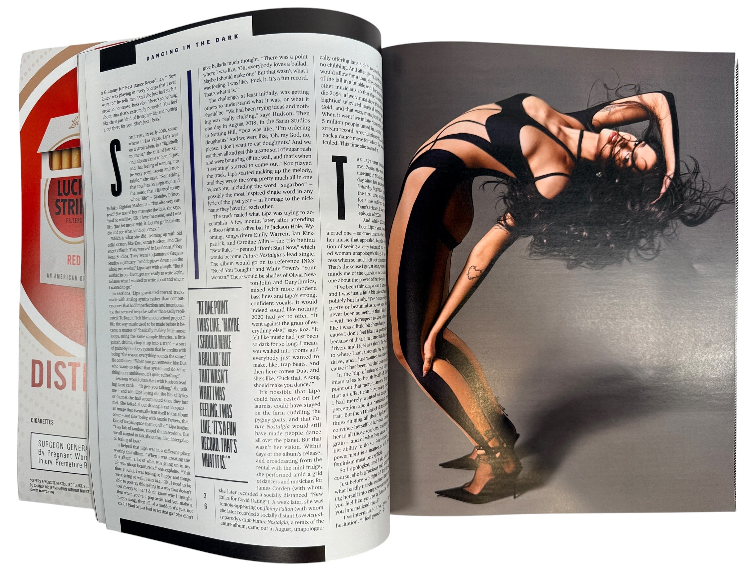 Rolling Stone February 2021 magazine featuring Dua Lipa cover story and collectible pop culture content.