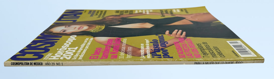 Vintage Cosmopolitan Mexico January 2001 magazine featuring Tere Tarín. Rare Y2K Spanish fashion and lifestyle collectible with bold cover art.