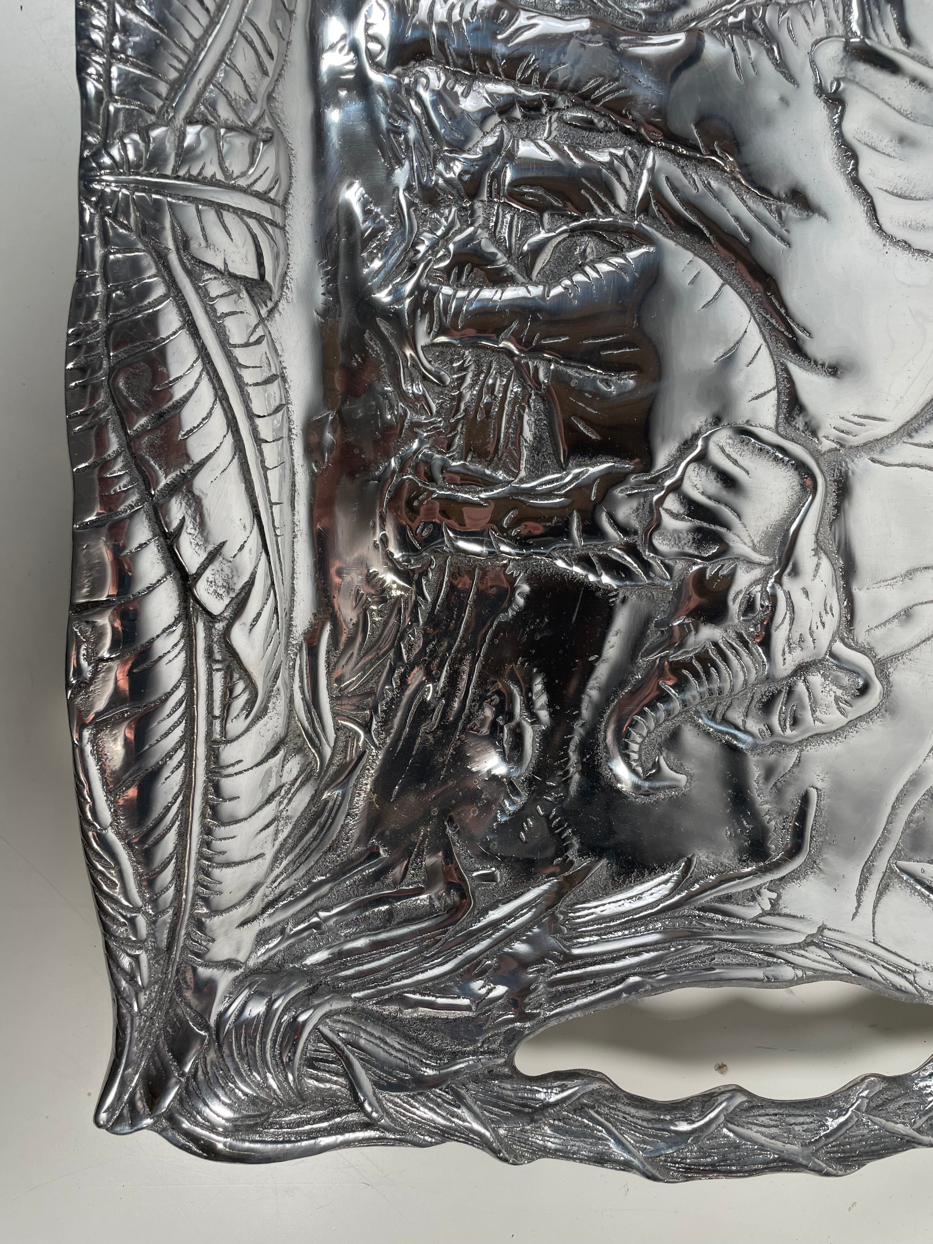 Arthur Court Safari Tray – Embossed Aluminum Elephants