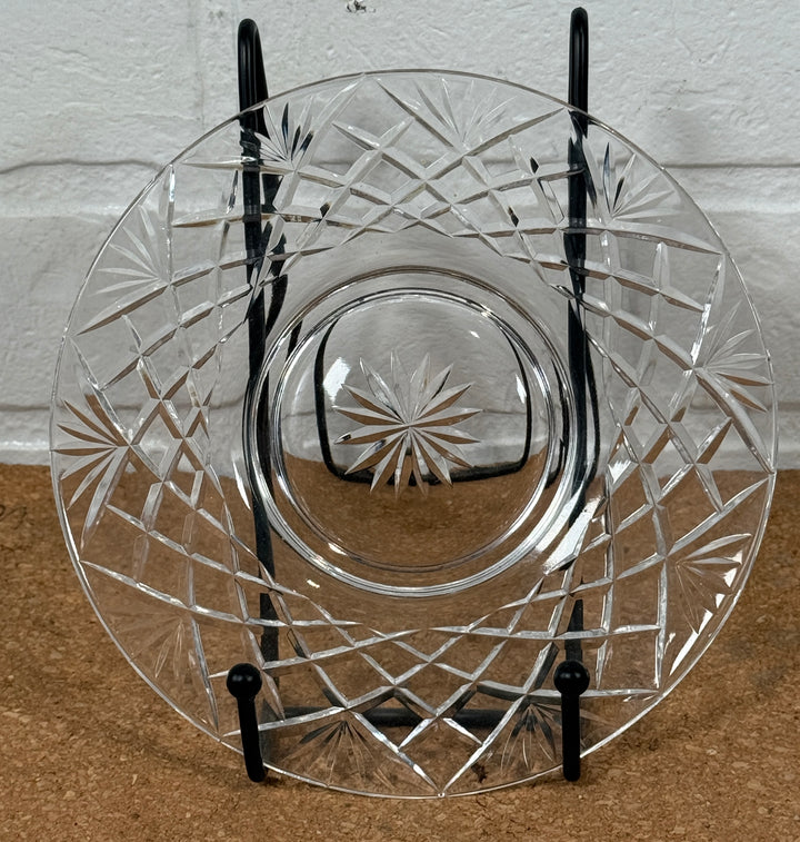 Ensemble de 4 assiettes à dessert en verre transparent – Motif losanges et étoiles, 6½ po