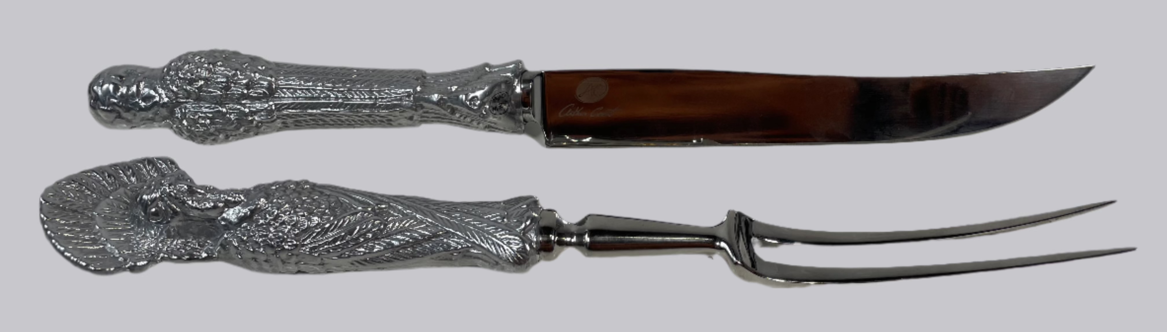 Arthur Court Turkey Carving Knife & Fork Set – Decorative Holiday Serveware