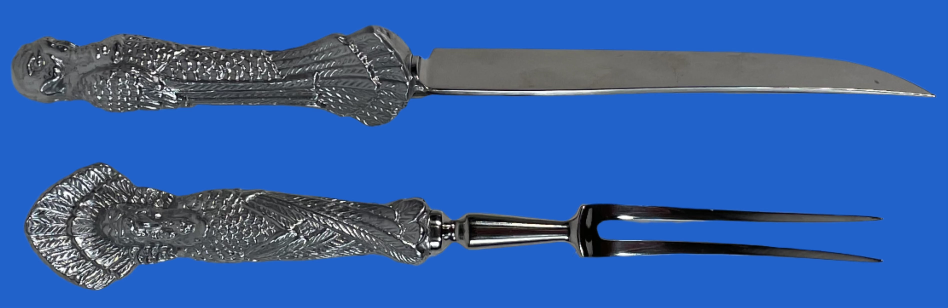 Arthur Court Turkey Carving Knife & Fork Set – Decorative Holiday Serveware