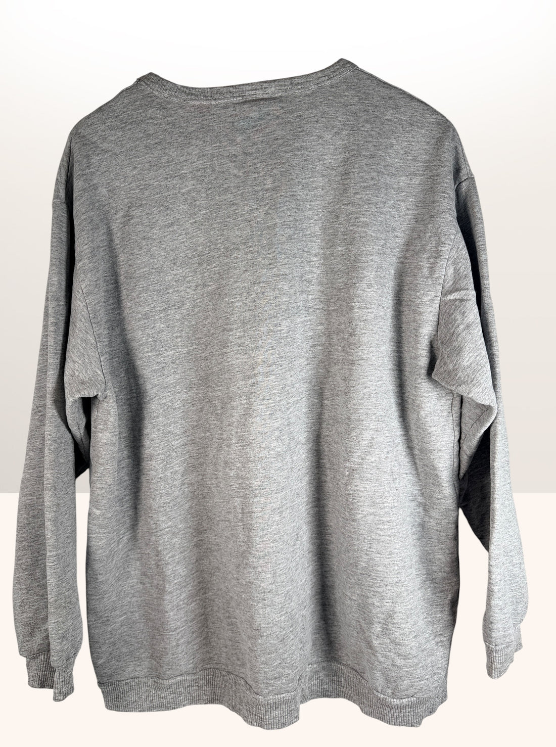 Vintage BOCA Canadian-made crewneck sweatshirt in grey with varsity logo styling and relaxed 90s athletic wear fit.